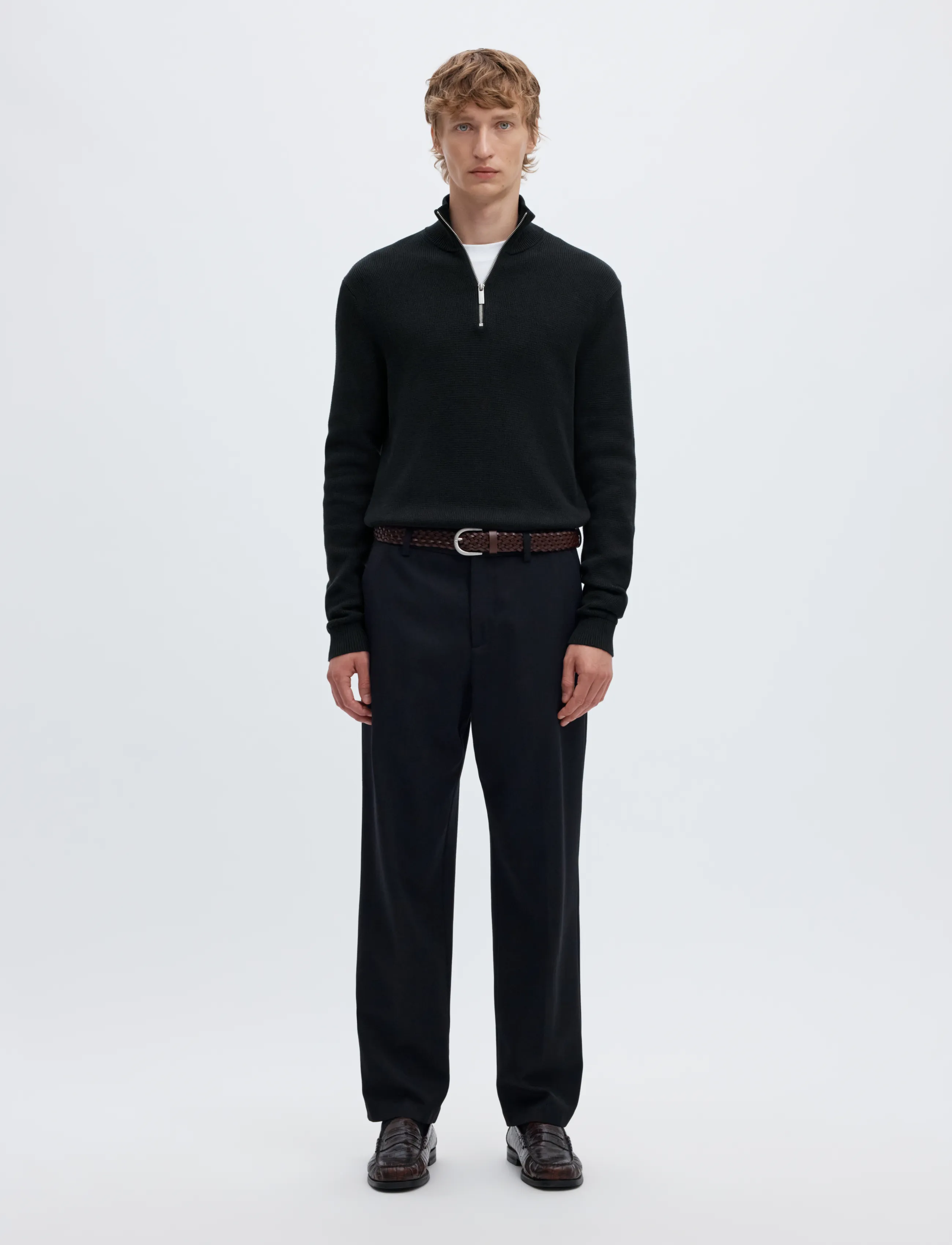 Selected - SLMDANE LS KNIT REG STRUC HALF ZIP NOOS - pullover mit halbem reißverschluss - black - 3