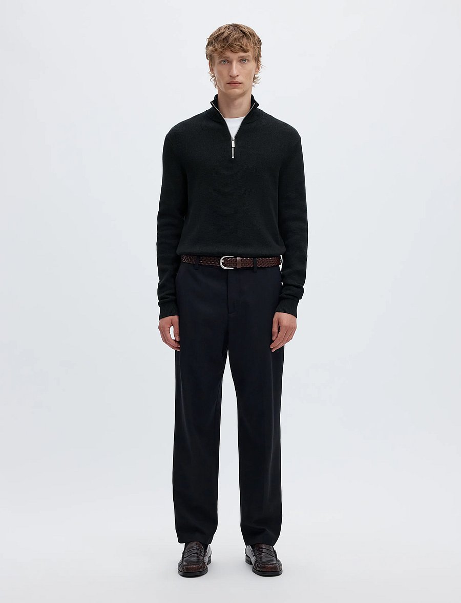 Selected - SLMDANE LS KNIT REG STRUC HALF ZIP NOOS - pullover mit halbem reißverschluss - black - 3