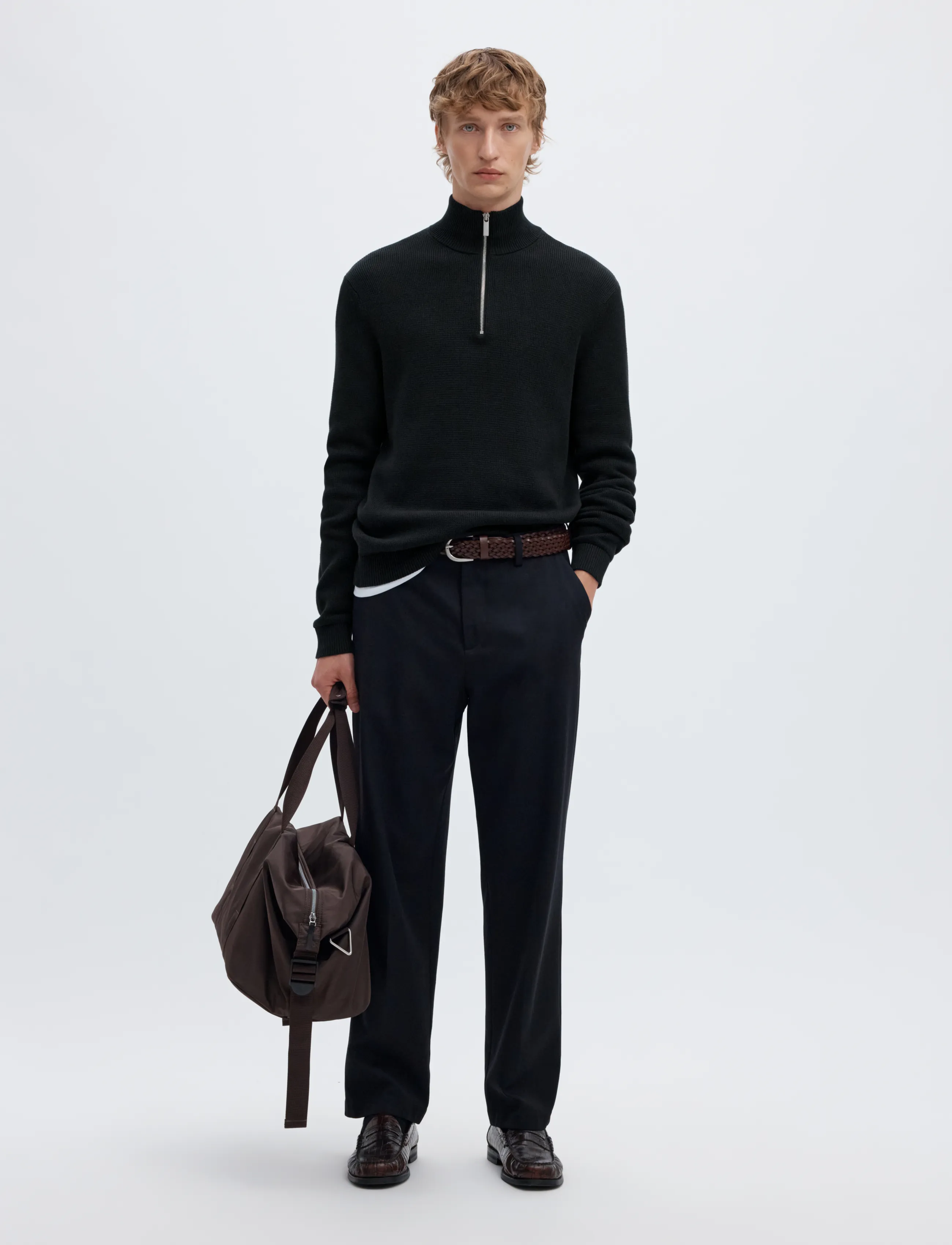 Selected - SLMDANE LS KNIT REG STRUC HALF ZIP NOOS - pullover mit halbem reißverschluss - black - 5