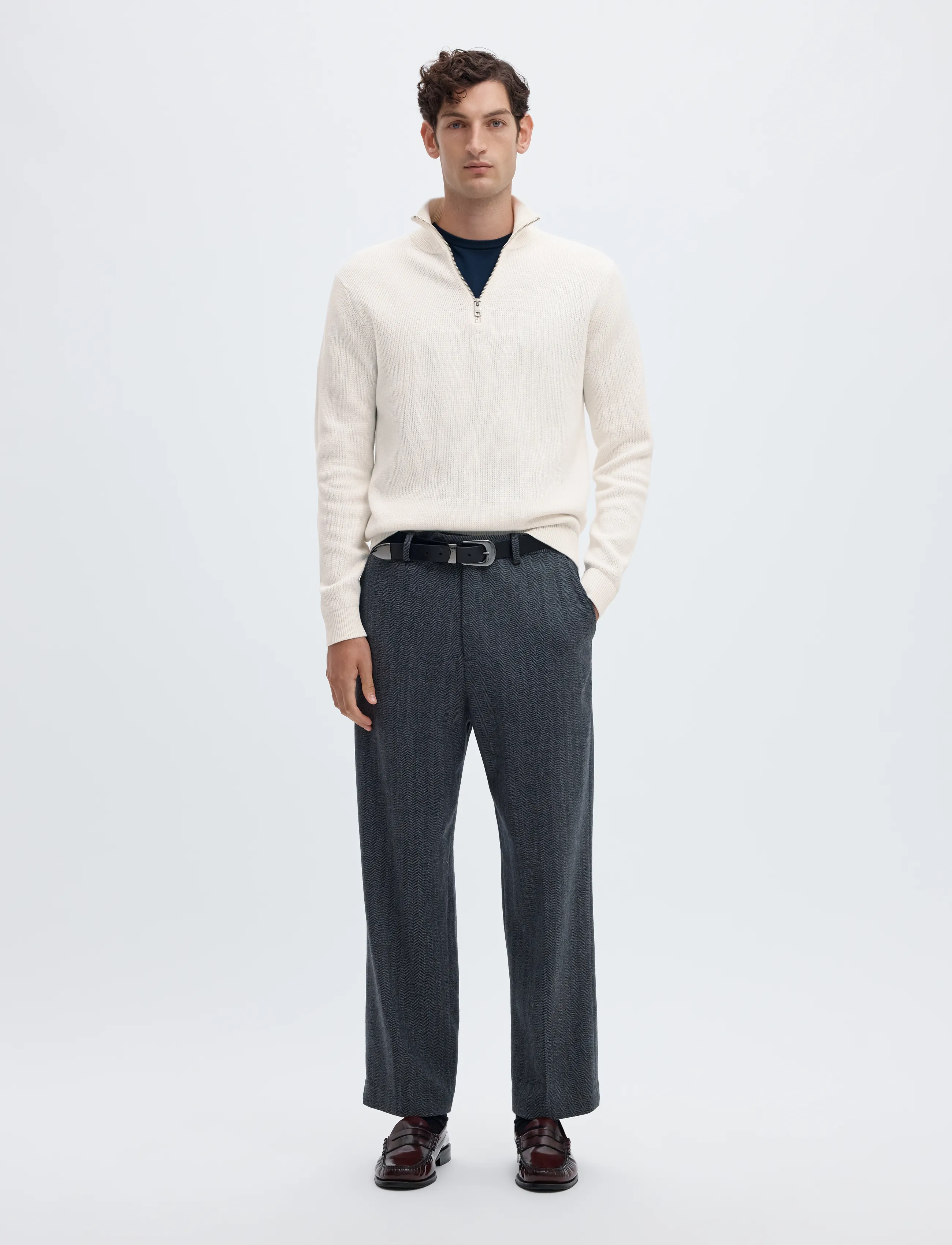 Selected - SLMDANE LS KNIT STRUCTURE HALF ZIP NOOS - pullover mit halbem reißverschluss - bright white - 3