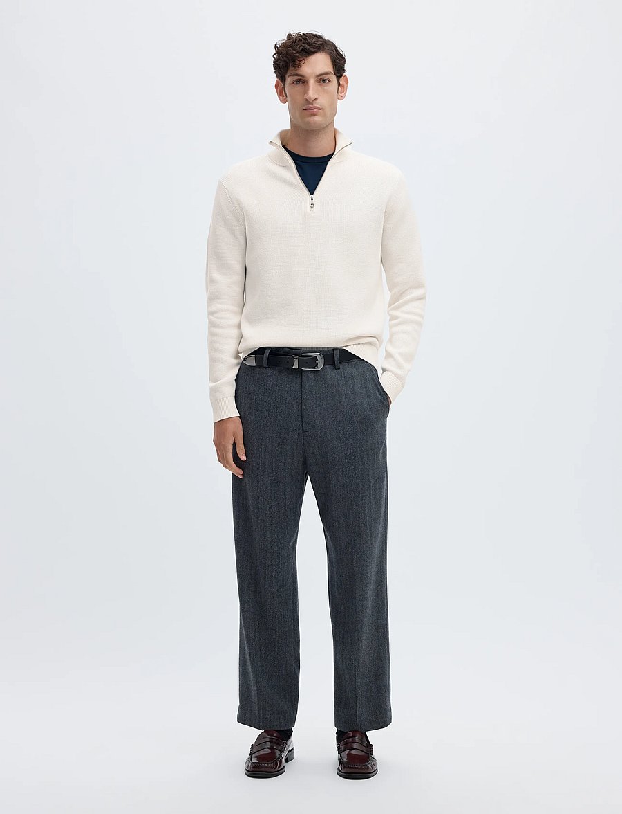 Selected - SLMDANE LS KNIT STRUCTURE HALF ZIP NOOS - pullover mit halbem reißverschluss - bright white - 3