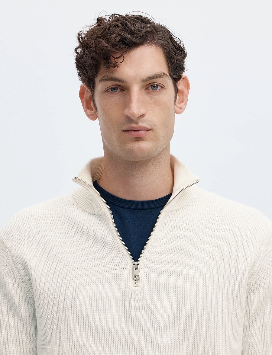 Selected - SLMDANE LS KNIT STRUCTURE HALF ZIP NOOS - pullover mit halbem reißverschluss - bright white - 4