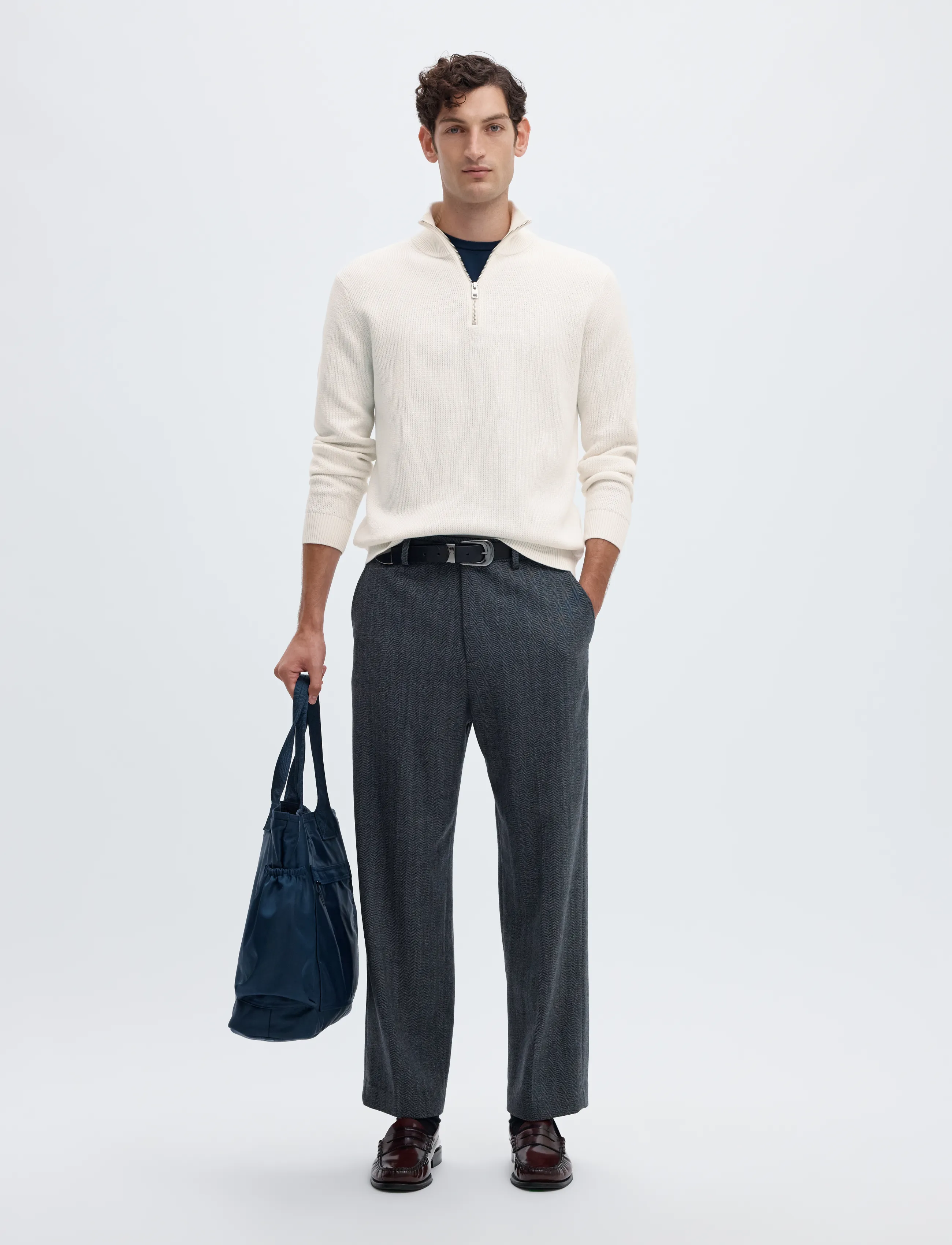 Selected - SLMDANE LS KNIT STRUCTURE HALF ZIP NOOS - pullover mit halbem reißverschluss - bright white - 5