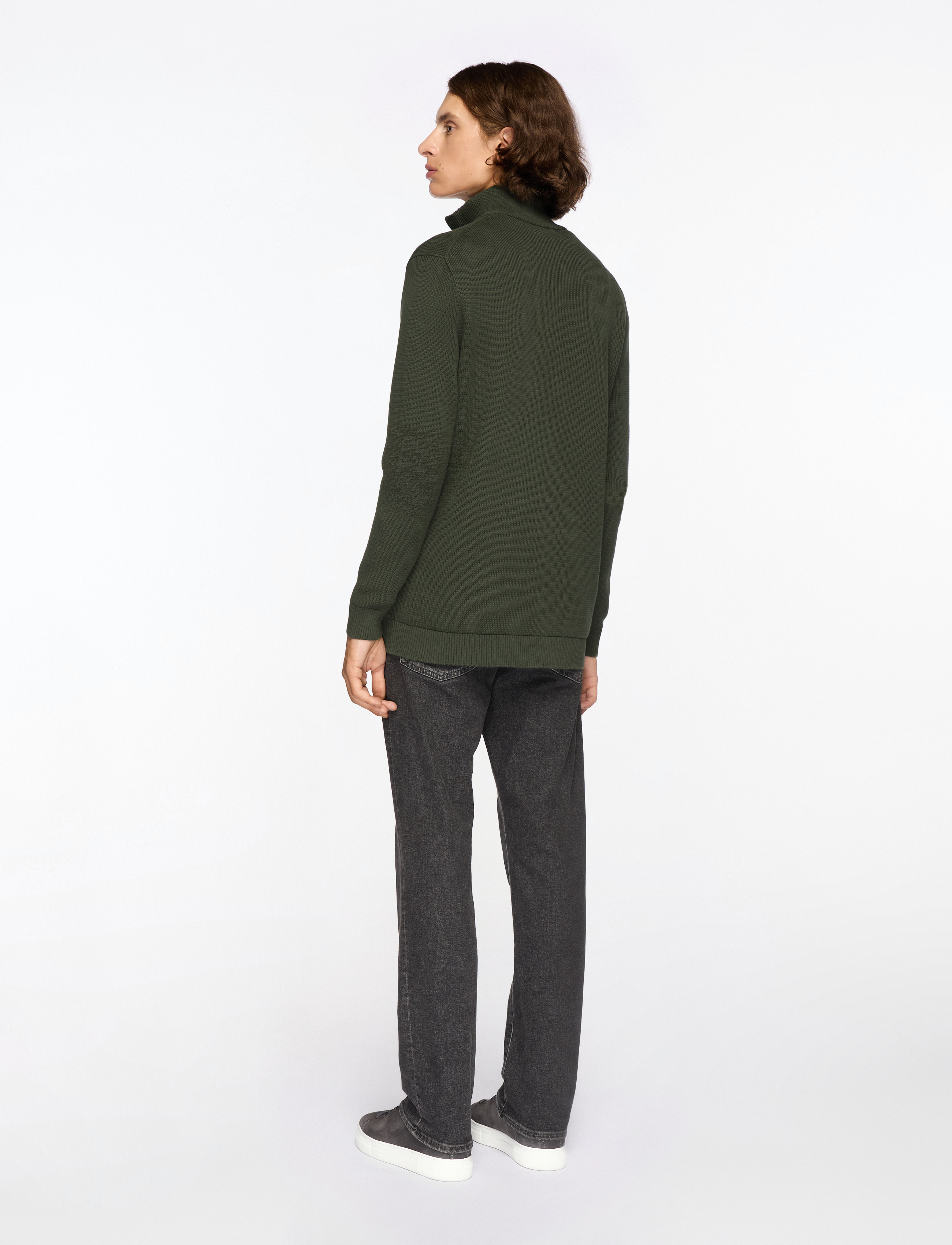 Selected - SLMDANE LS KNIT STRUCTURE HALF ZIP NOOS - hálfrenndar peysur - deep forest - 4