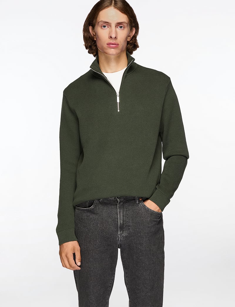 Selected - SLMDANE LS KNIT STRUCTURE HALF ZIP NOOS - pullover mit halbem reißverschluss - deep forest - 0