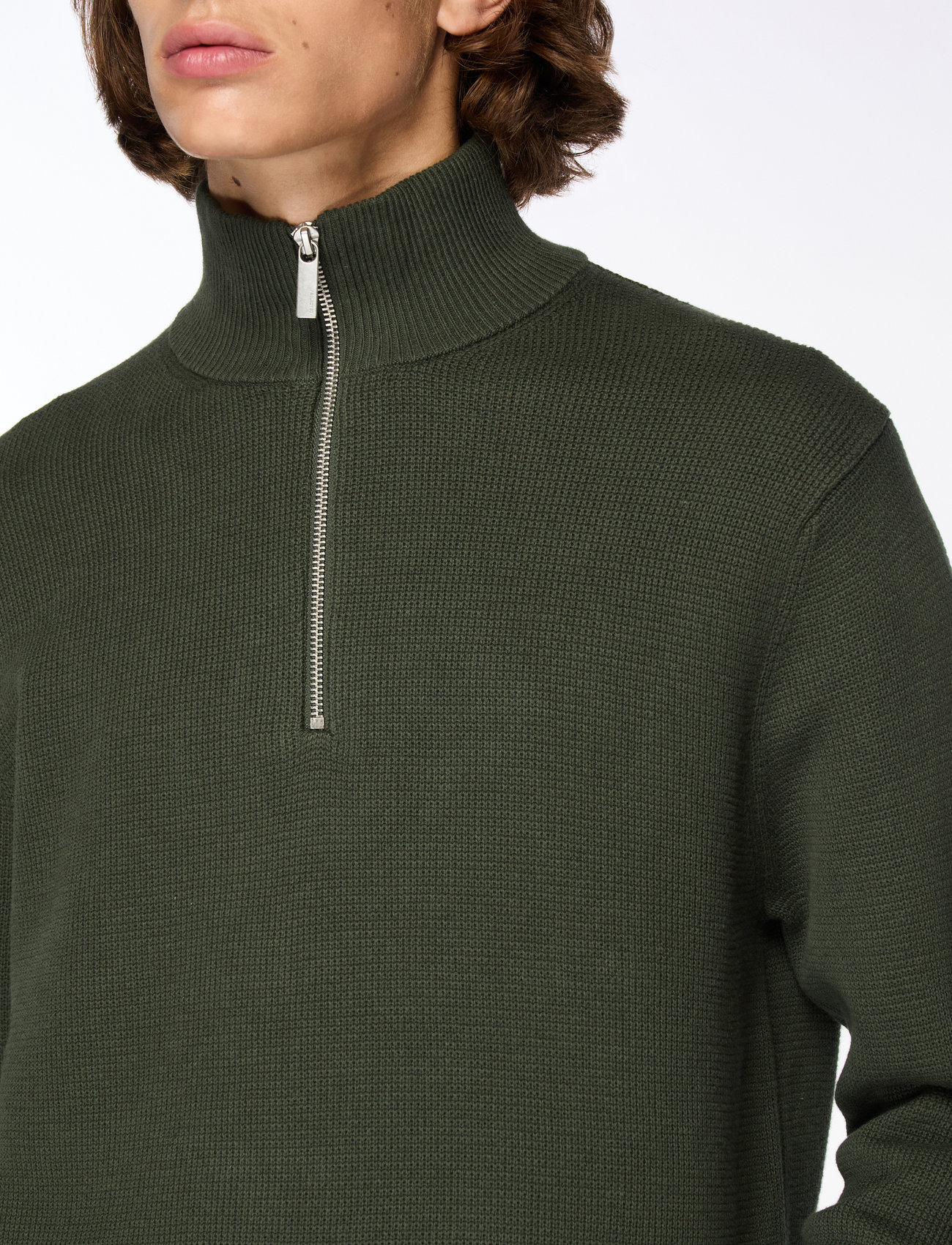 Selected - SLMDANE LS KNIT STRUCTURE HALF ZIP NOOS - pullover mit halbem reißverschluss - deep forest - 5