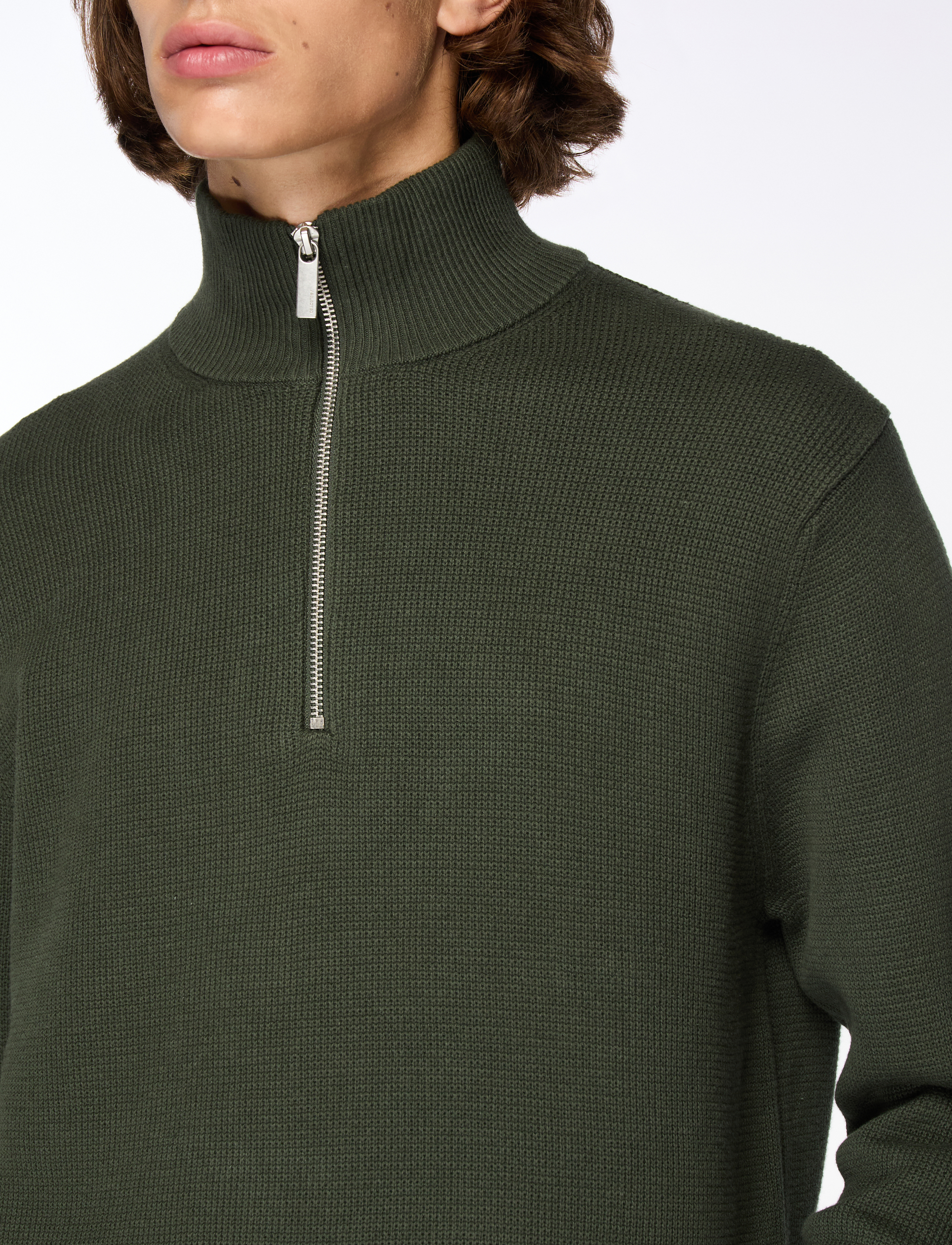 Selected - SLMDANE LS KNIT STRUCTURE HALF ZIP NOOS - hálfrenndar peysur - deep forest - 5