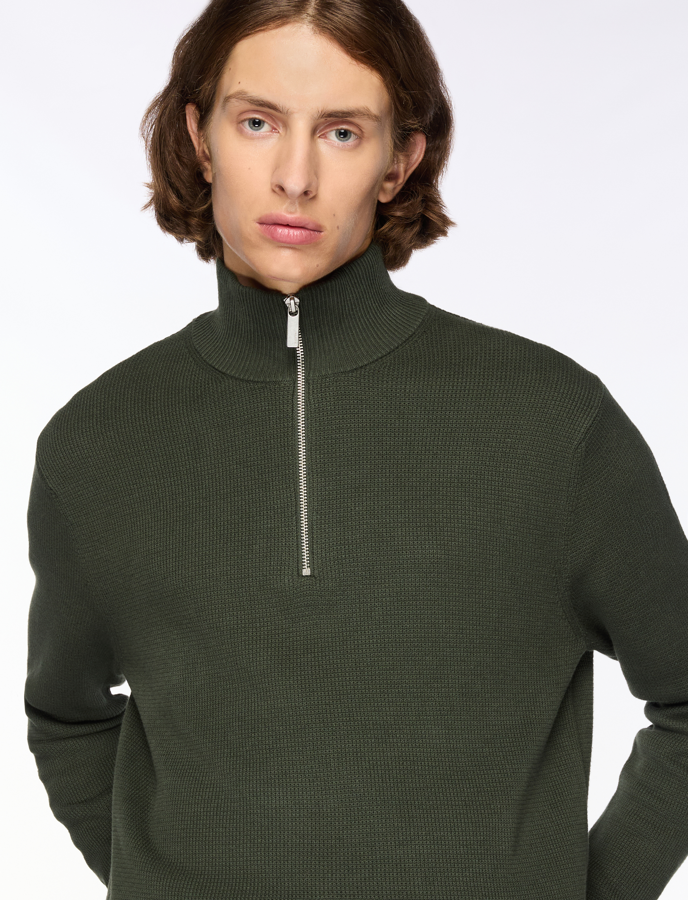 SELECTED Slmdane Ls Knit Structure Half Zip Noos stickade tröjor herr – bild 7