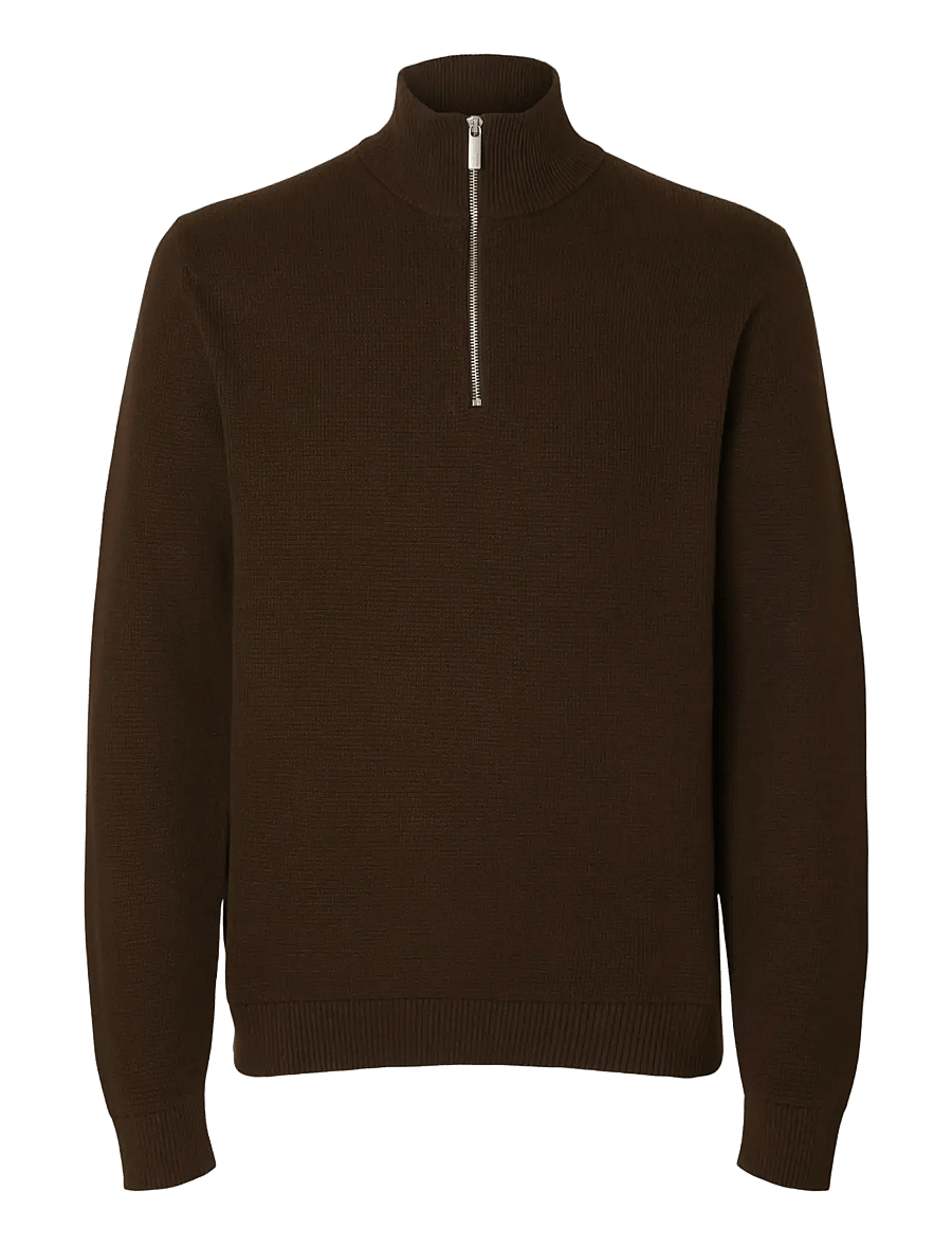 Selected - SLMDANE LS KNIT STRUCTURE HALF ZIP NOOS - half zip-tröjor - demitasse - 1
