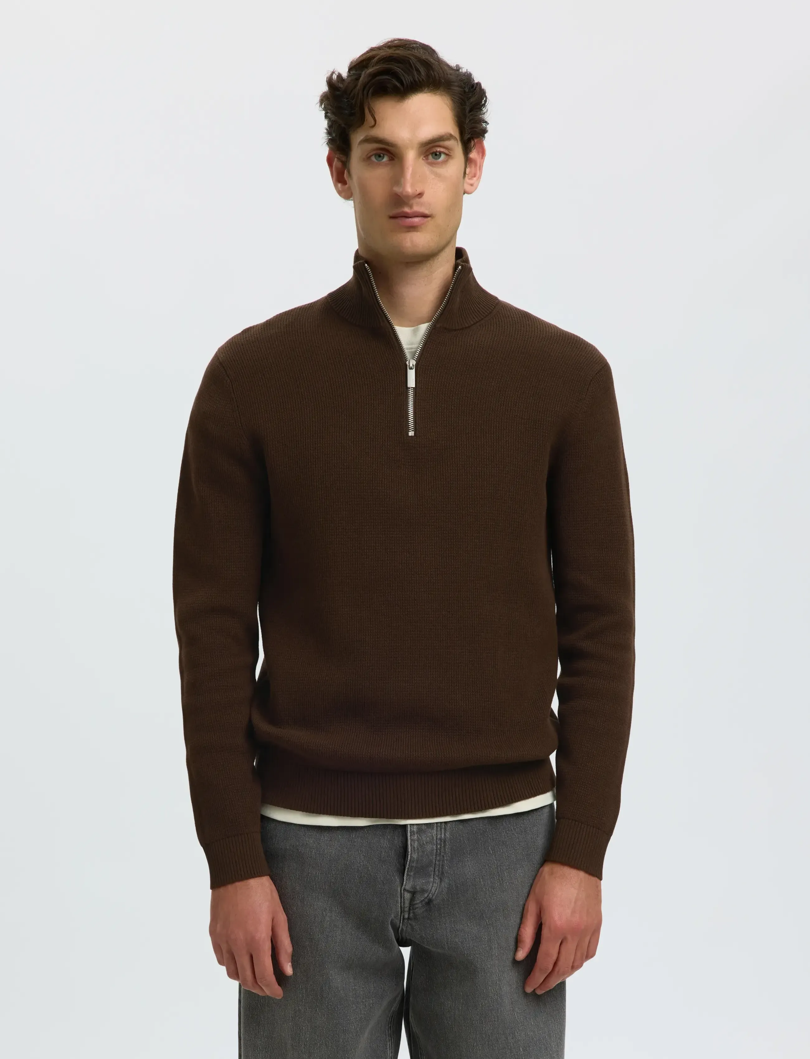 Slmdane Ls Knit Structure Half Zip Noos