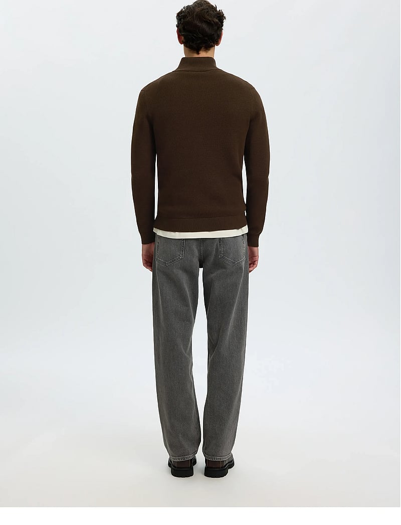 Selected - SLMDANE LS KNIT STRUCTURE HALF ZIP NOOS - halfzip strik - demitasse - 2