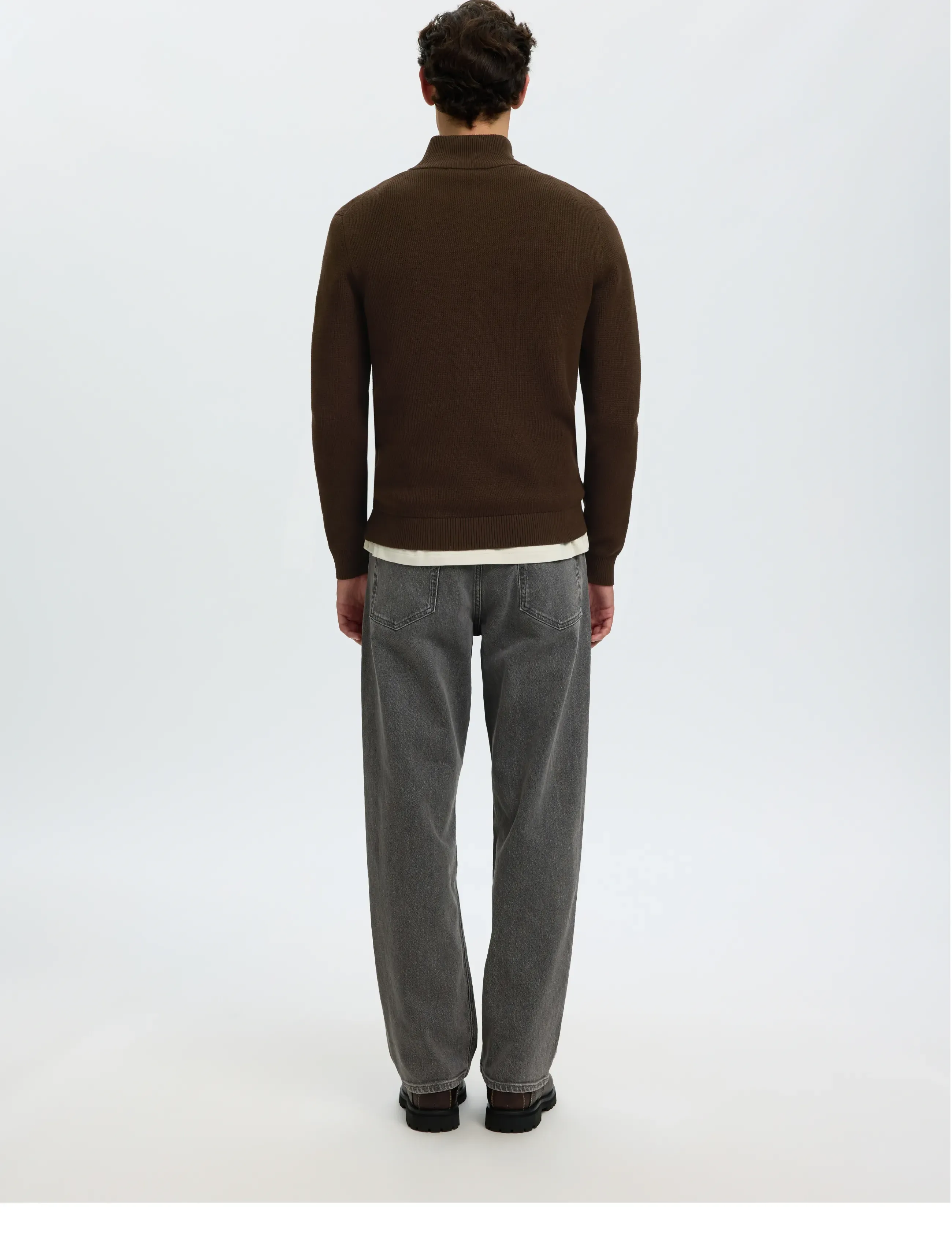 Selected - SLMDANE LS KNIT STRUCTURE HALF ZIP NOOS - half zip-tröjor - demitasse - 2