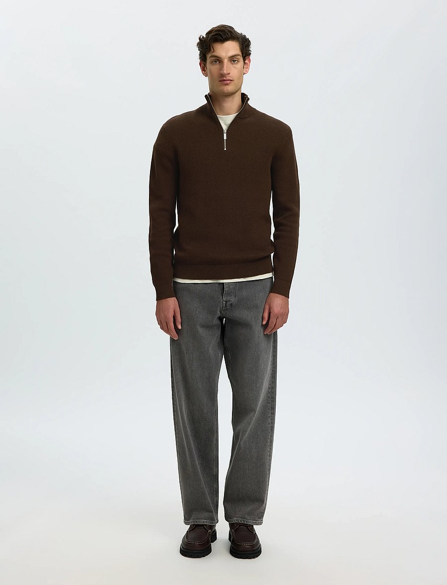 Selected - SLMDANE LS KNIT STRUCTURE HALF ZIP NOOS - half zip-tröjor - demitasse - 3