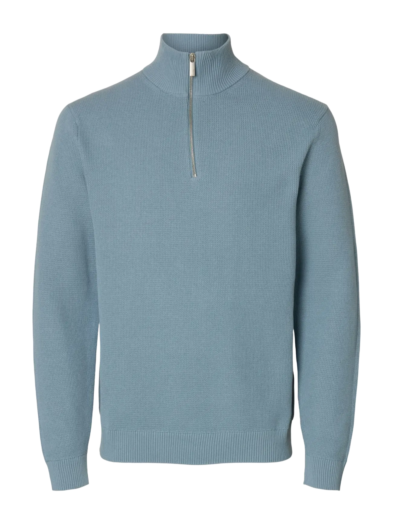 Selected SLMDANE LS KNIT STRUCTURE HALF ZIP NOOS - Tøj - DUSTY BLUE / blue