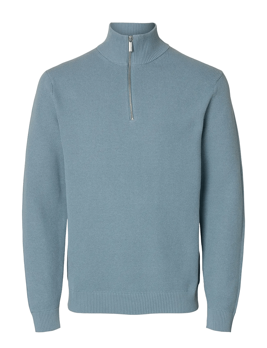 Selected - SLMDANE LS KNIT STRUCTURE HALF ZIP NOOS - half zip-tröjor - dusty blue - 1