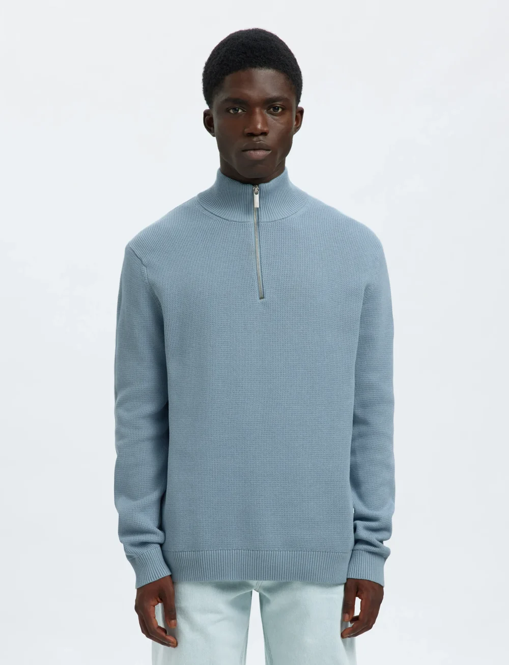 Selected - SLHDANE LS KNIT STRUCTURE HALF ZIP NOOS - tõmblukk-kaelusega džemprid - dusty blue - 0