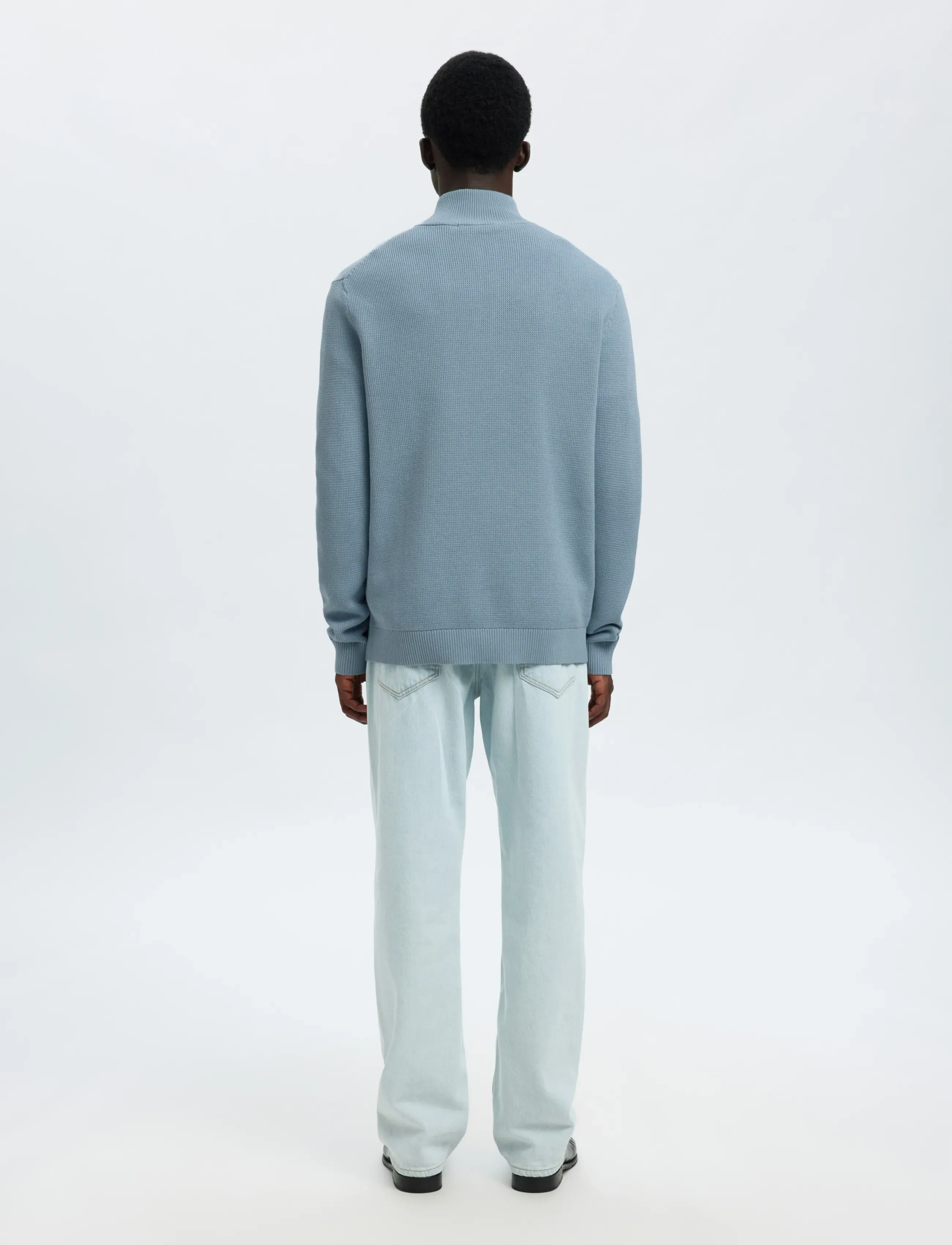 Selected - SLMDANE LS KNIT STRUCTURE HALF ZIP NOOS - half zip-tröjor - dusty blue - 2