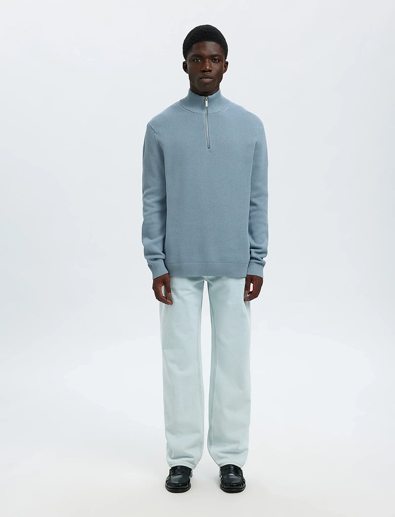 Selected - SLHDANE LS KNIT STRUCTURE HALF ZIP NOOS - half zip-tröjor - dusty blue - 3