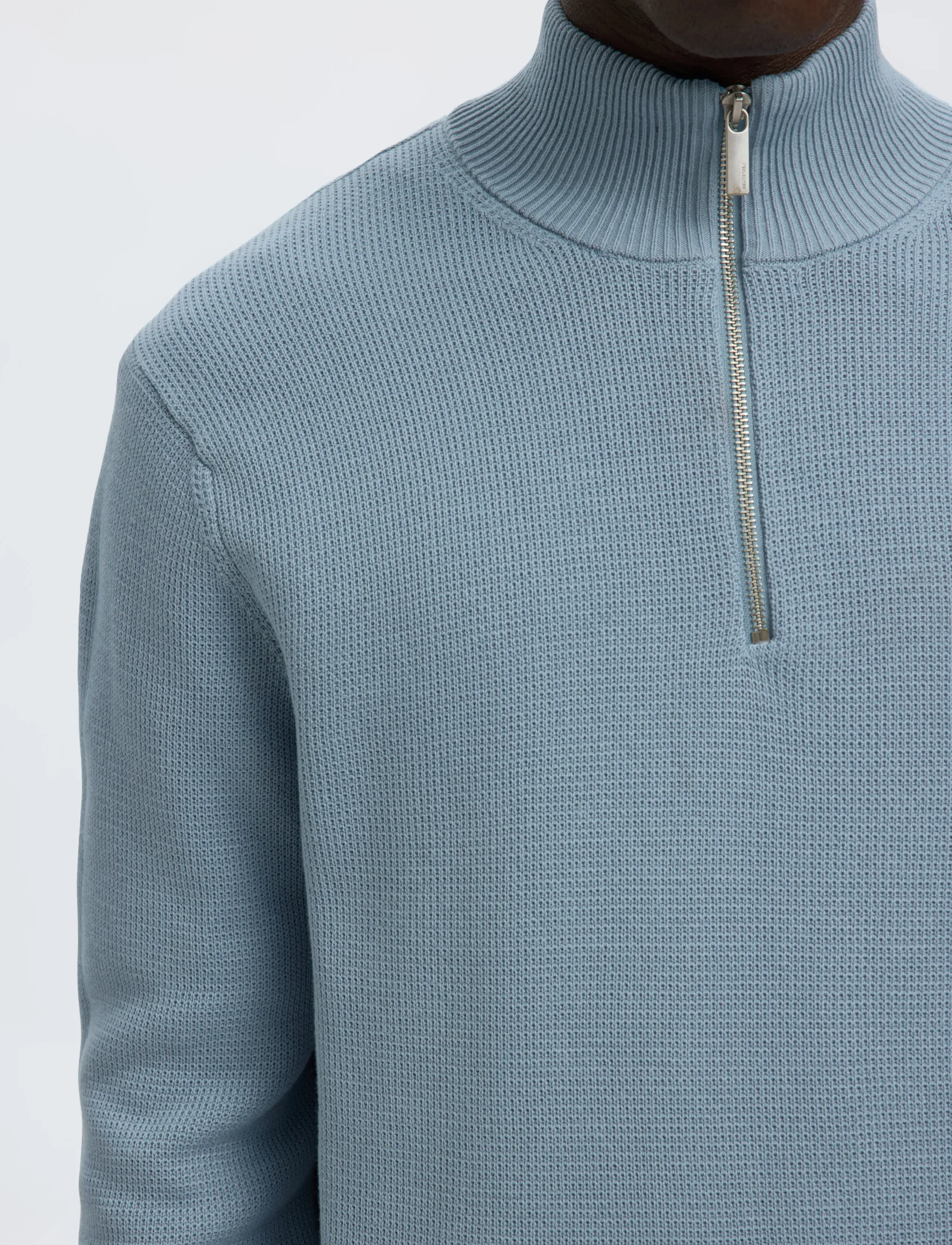 Selected - SLMDANE LS KNIT STRUCTURE HALF ZIP NOOS - half zip-tröjor - dusty blue - 4