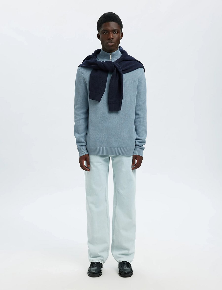Selected - SLMDANE LS KNIT STRUCTURE HALF ZIP NOOS - half zip-tröjor - dusty blue - 5