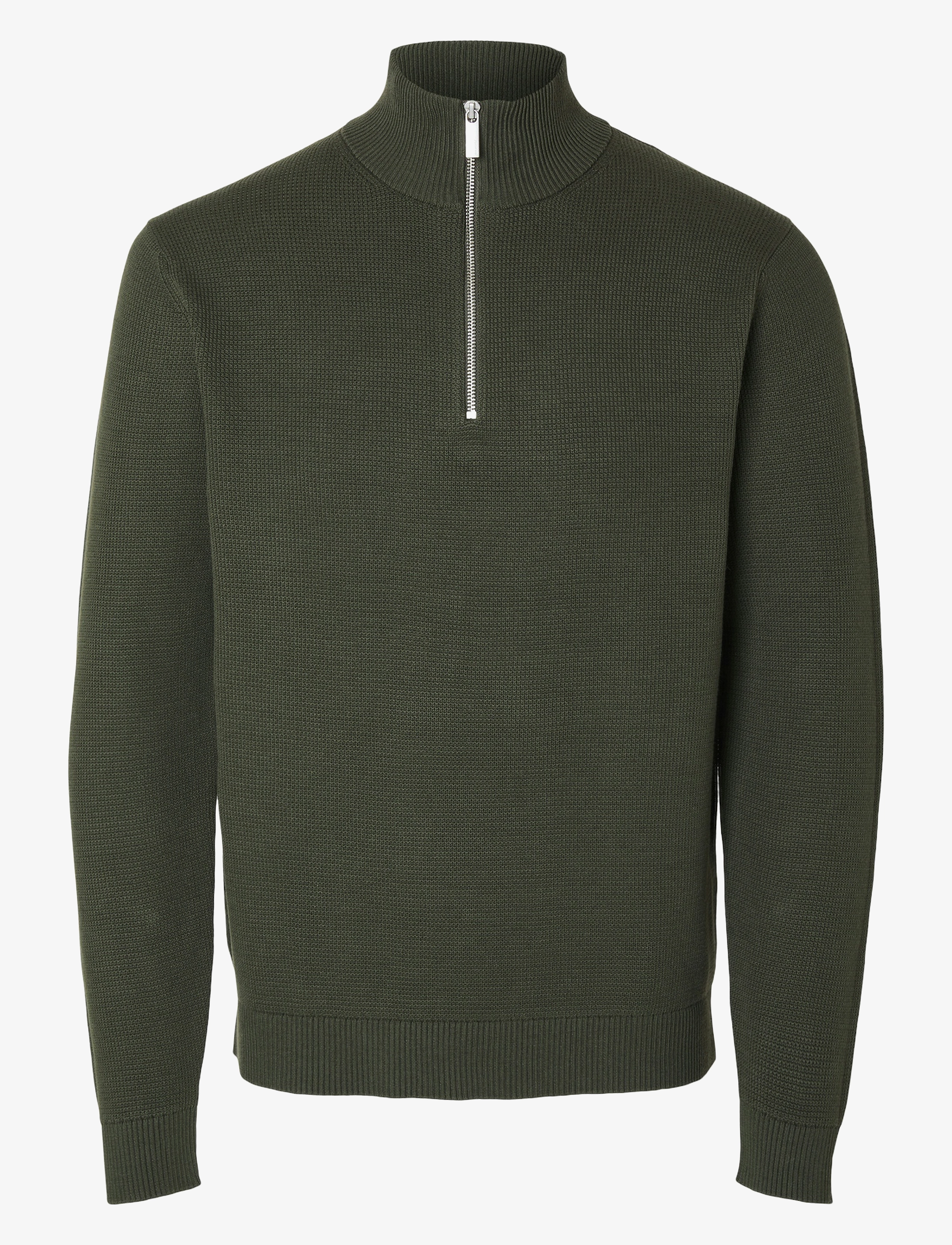 Selected - SLMDANE LS KNIT STRUCTURE HALF ZIP NOOS - strik - forest night - 1