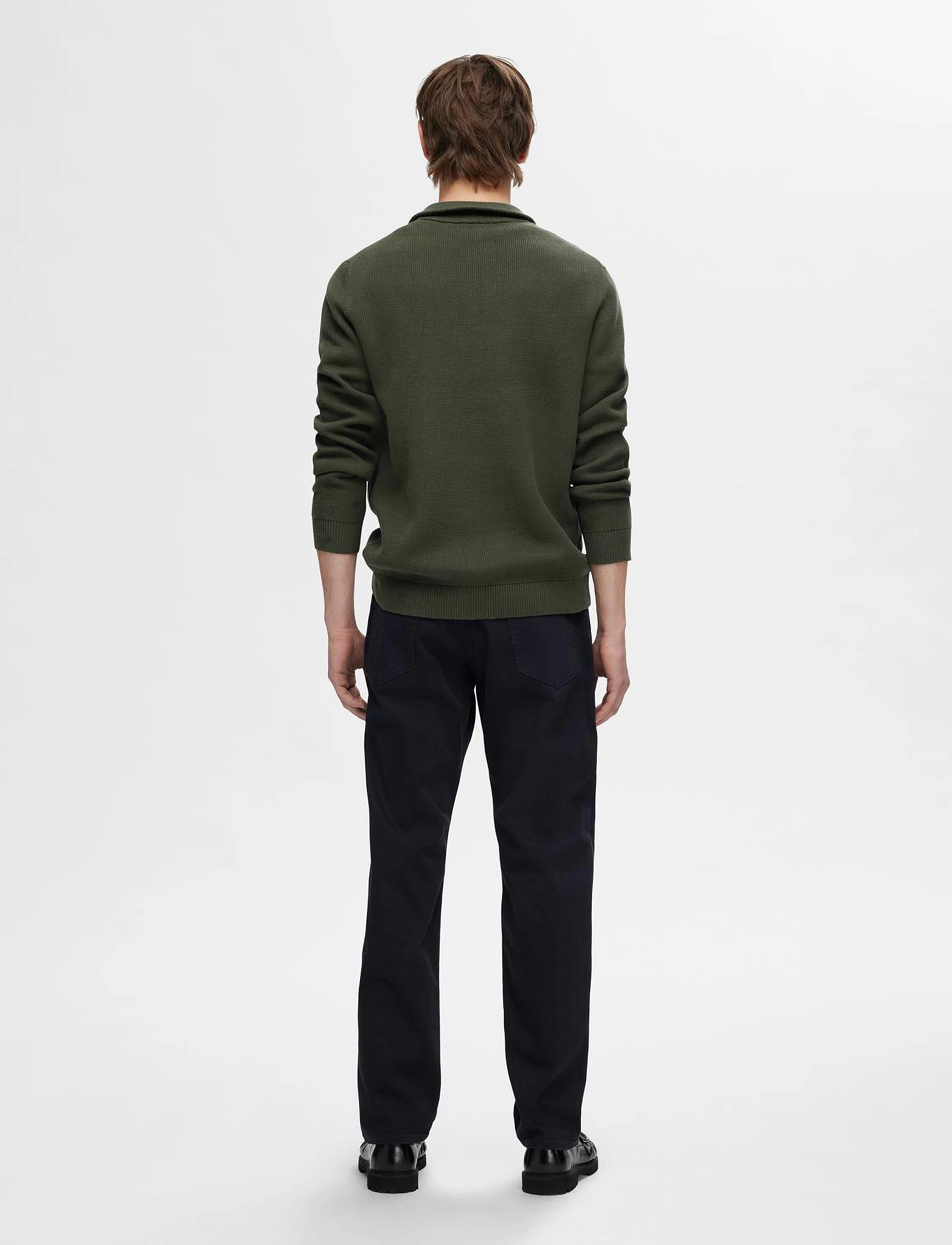 Selected - SLMDANE LS KNIT STRUCTURE HALF ZIP NOOS - strik - forest night - 2