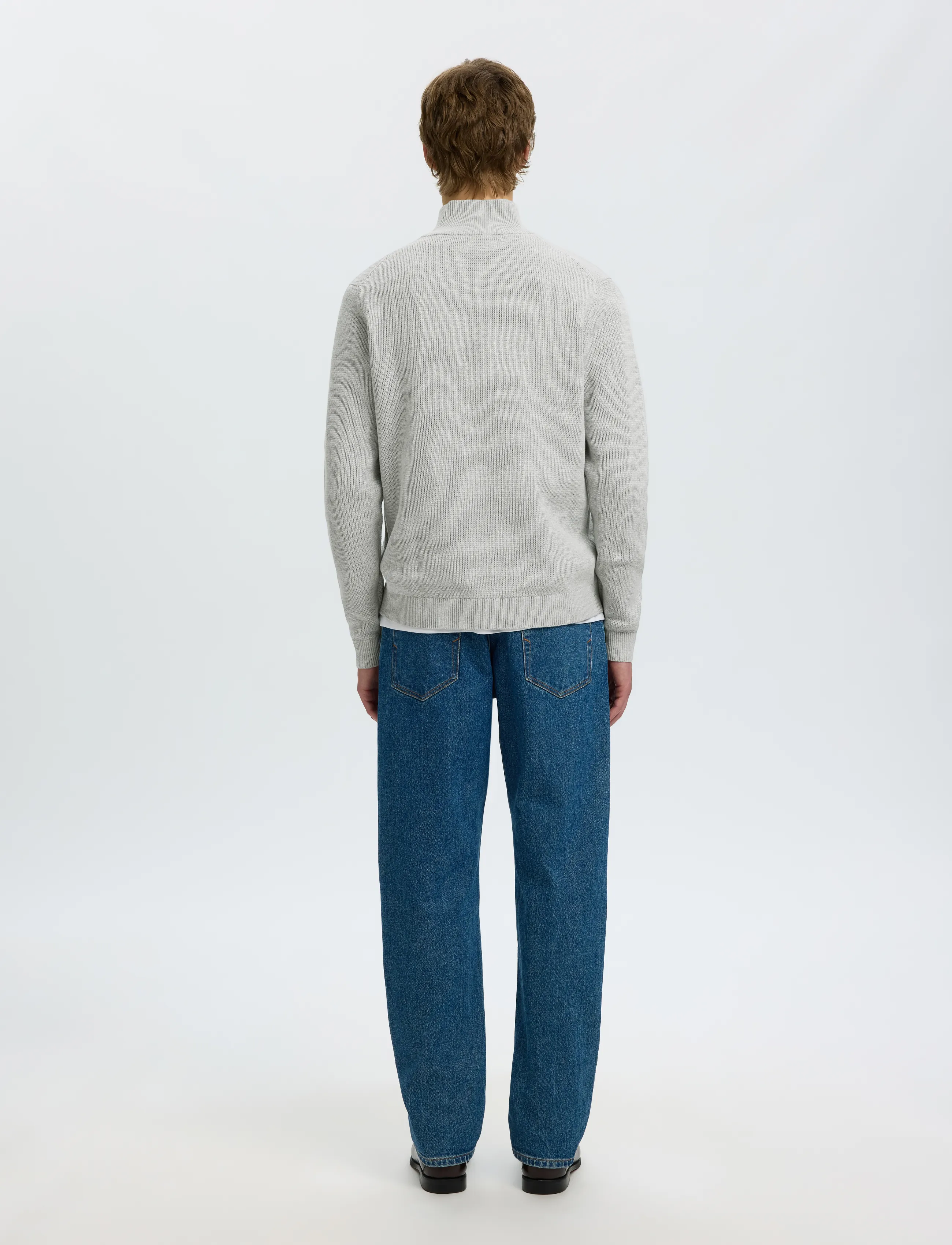 Selected - SLMDANE LS KNIT STRUCTURE HALF ZIP NOOS - pullover mit halbem reißverschluss - light grey melange - 2