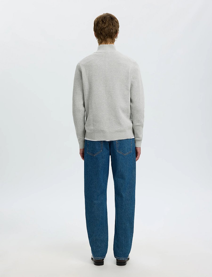 Selected - SLMDANE LS KNIT STRUCTURE HALF ZIP NOOS - pullover mit halbem reißverschluss - light grey melange - 2