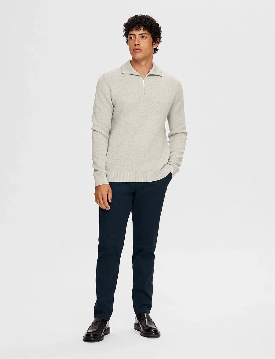 Selected - SLMDANE LS KNIT STRUCTURE HALF ZIP NOOS - half zip-tröjor - light grey melange - 3