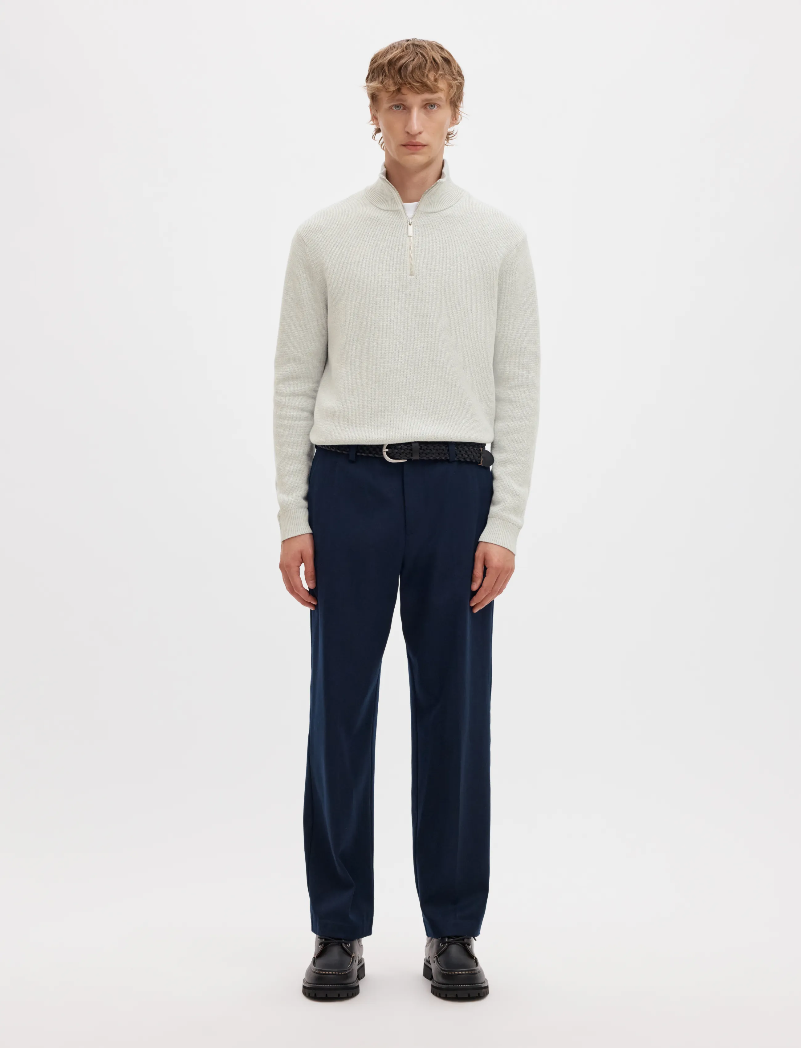 Selected - SLMDANE LS KNIT REG STRUC HALF ZIP NOOS - pullover mit halbem reißverschluss - light grey melange - 3