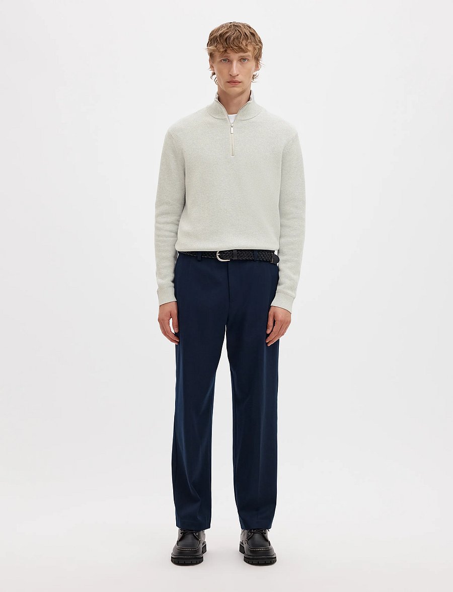 Selected - SLMDANE LS KNIT REG STRUC HALF ZIP NOOS - pullover mit halbem reißverschluss - light grey melange - 3