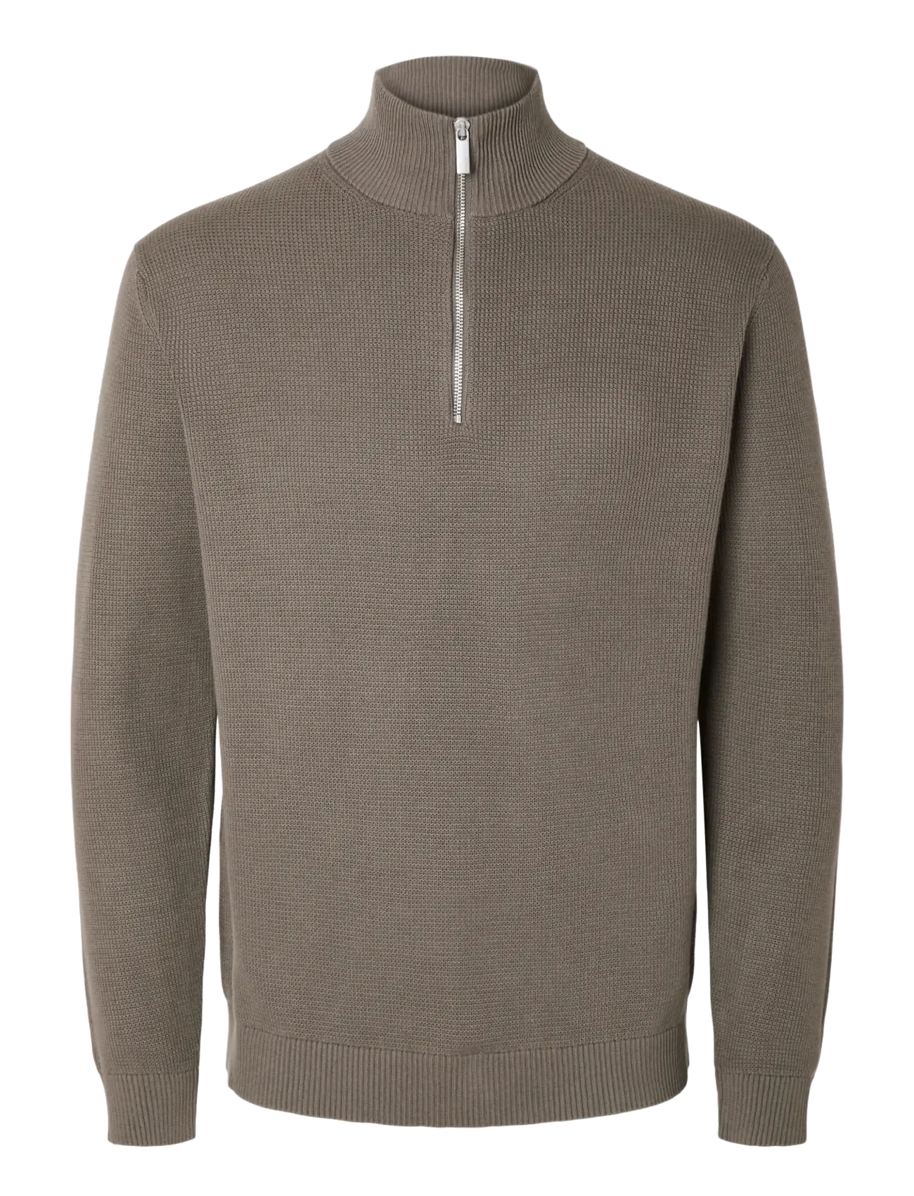 Selected SLMDANE LS KNIT REG STRUC HALF ZIP NOOS - Kleidung - MOREL / grey