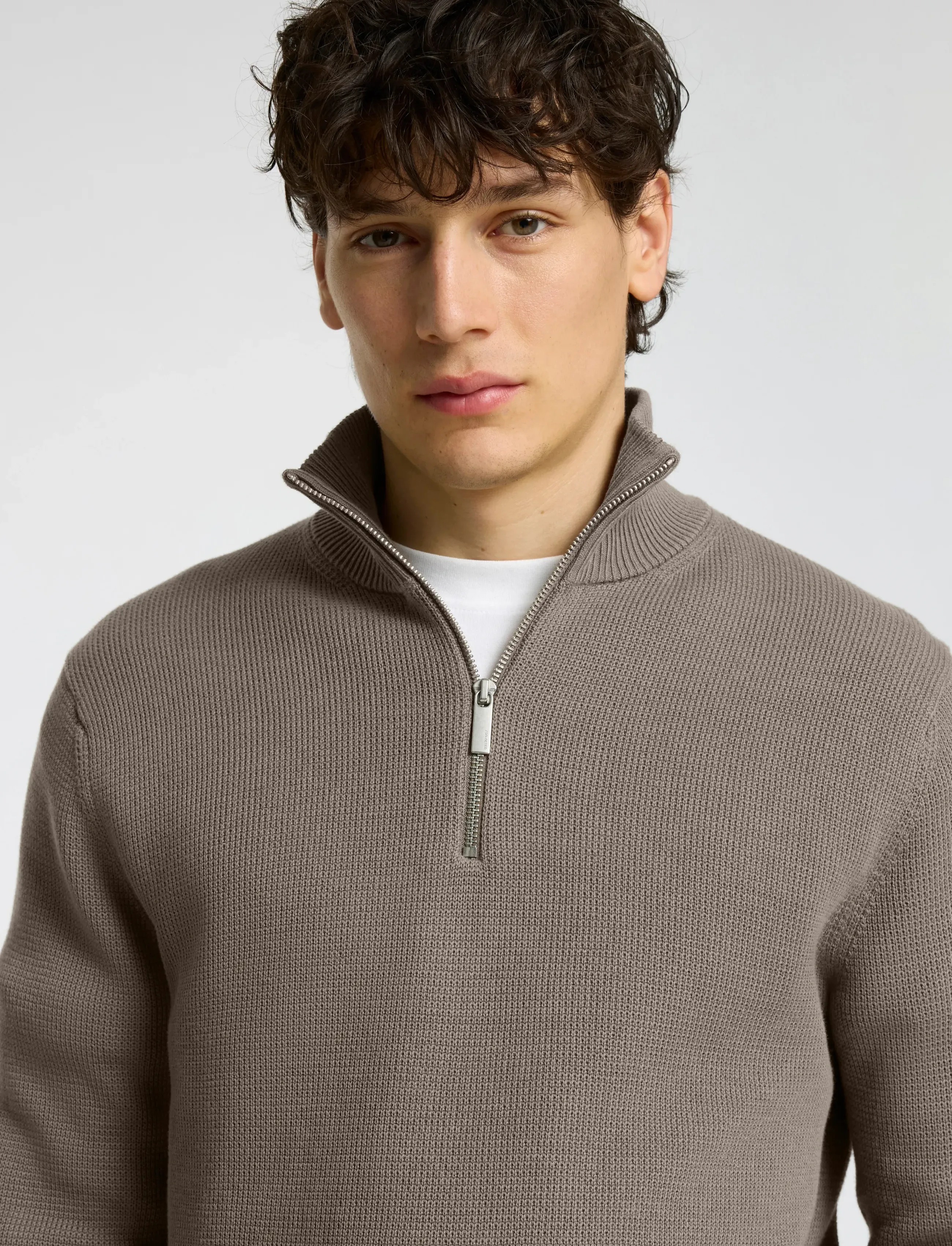 Selected - SLMDANE LS KNIT REG STRUC HALF ZIP NOOS - herren - morel - 4