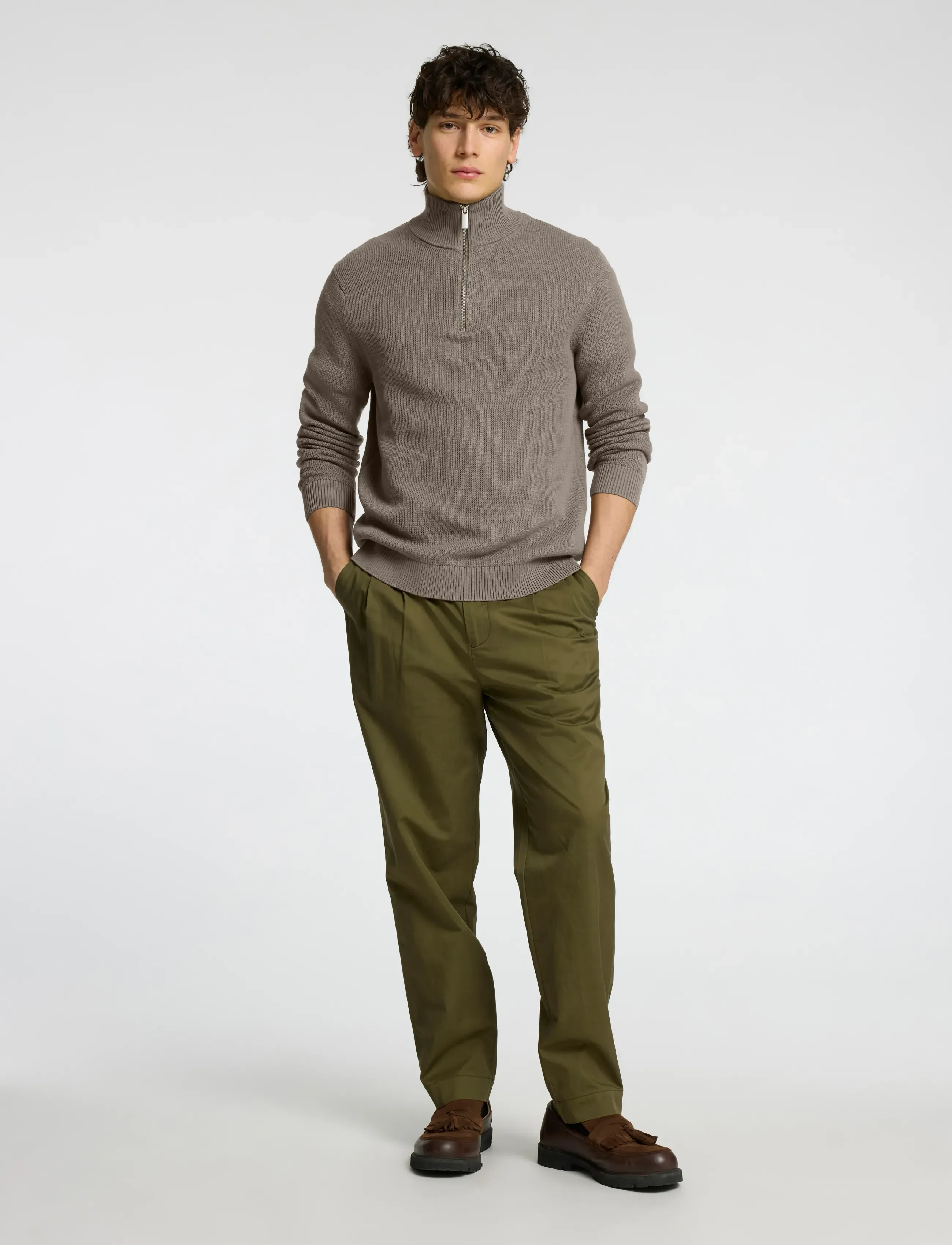 Selected - SLMDANE LS KNIT REG STRUC HALF ZIP NOOS - herren - morel - 5