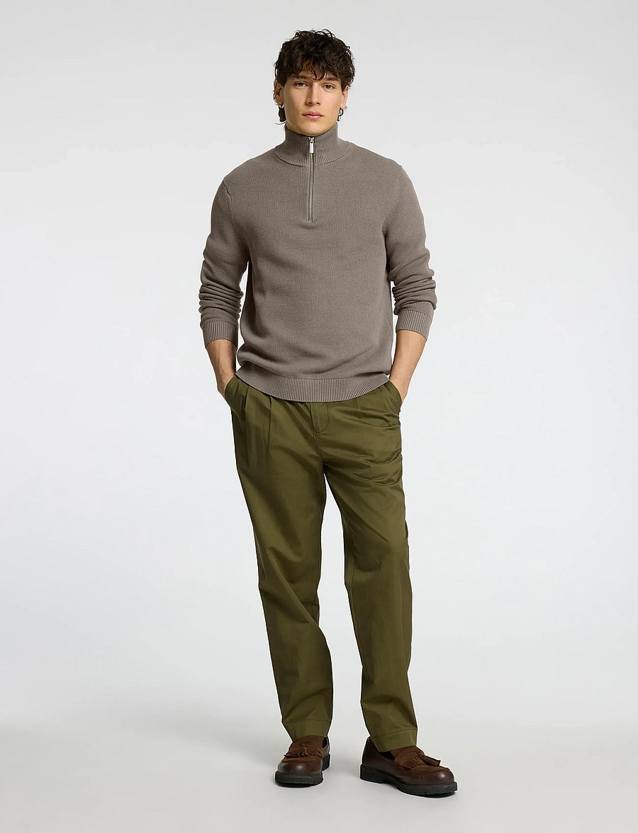 Selected - SLMDANE LS KNIT REG STRUC HALF ZIP NOOS - pullover mit halbem reißverschluss - morel - 5