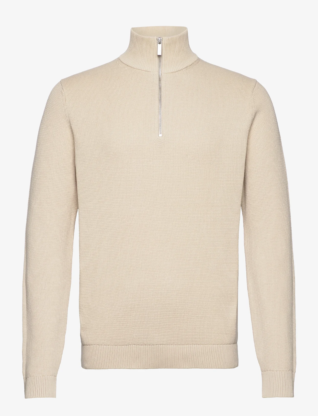 Selected Homme - SLHDANE LS KNIT STRUCTURE HALF ZIP NOOS - mænd - oatmeal - 0