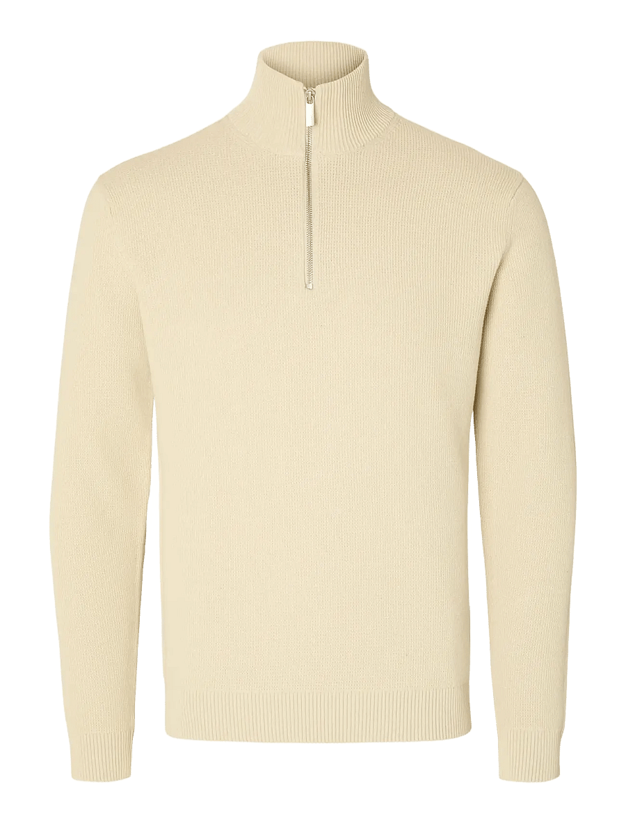 Selected - SLMDANE LS KNIT STRUCTURE HALF ZIP NOOS - half zip-tröjor - oatmeal - 1