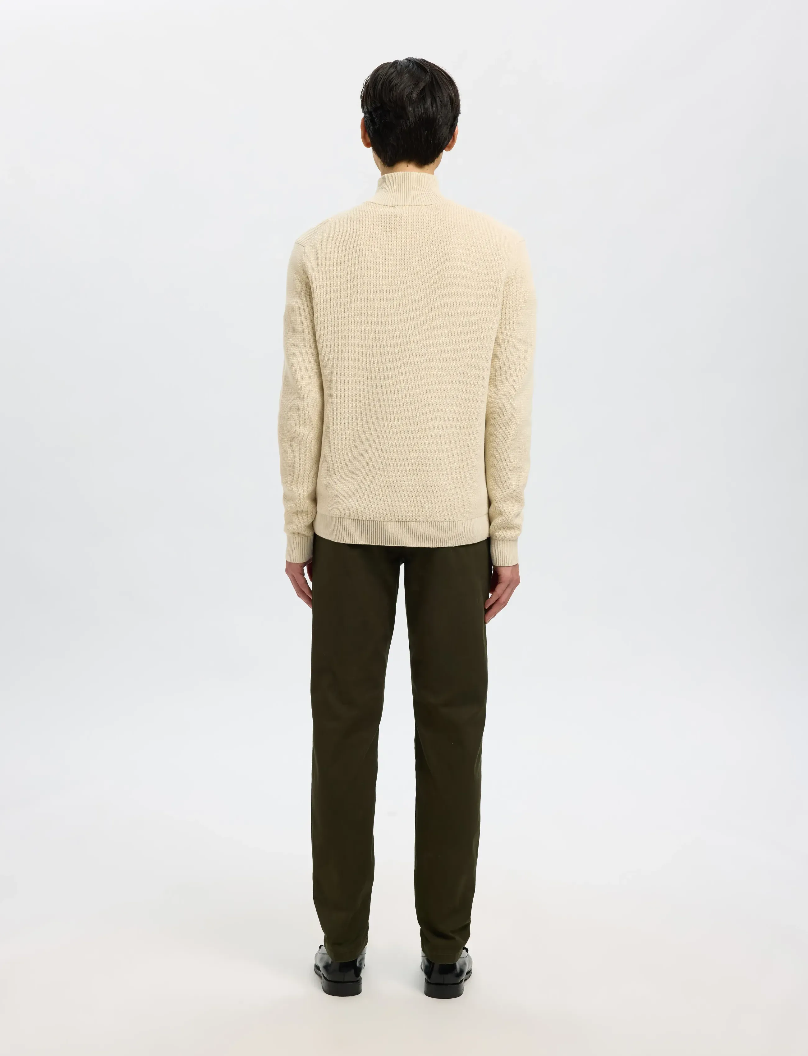 Selected - SLMDANE LS KNIT STRUCTURE HALF ZIP NOOS - half zip jumpers - oatmeal - 2