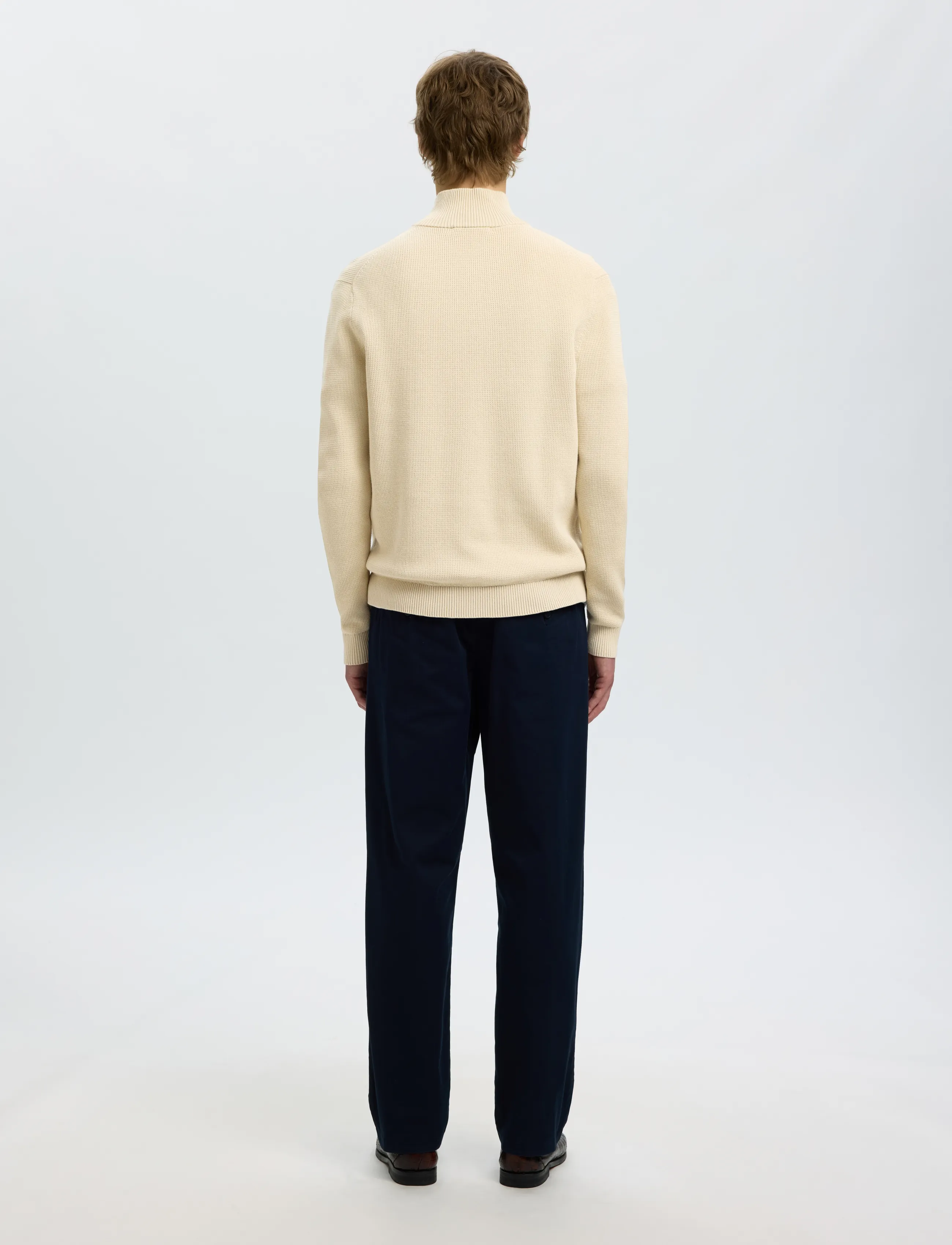 Selected - SLMDANE LS KNIT REG STRUC HALF ZIP NOOS - poolpika lukuga džemprid - oatmeal - 2