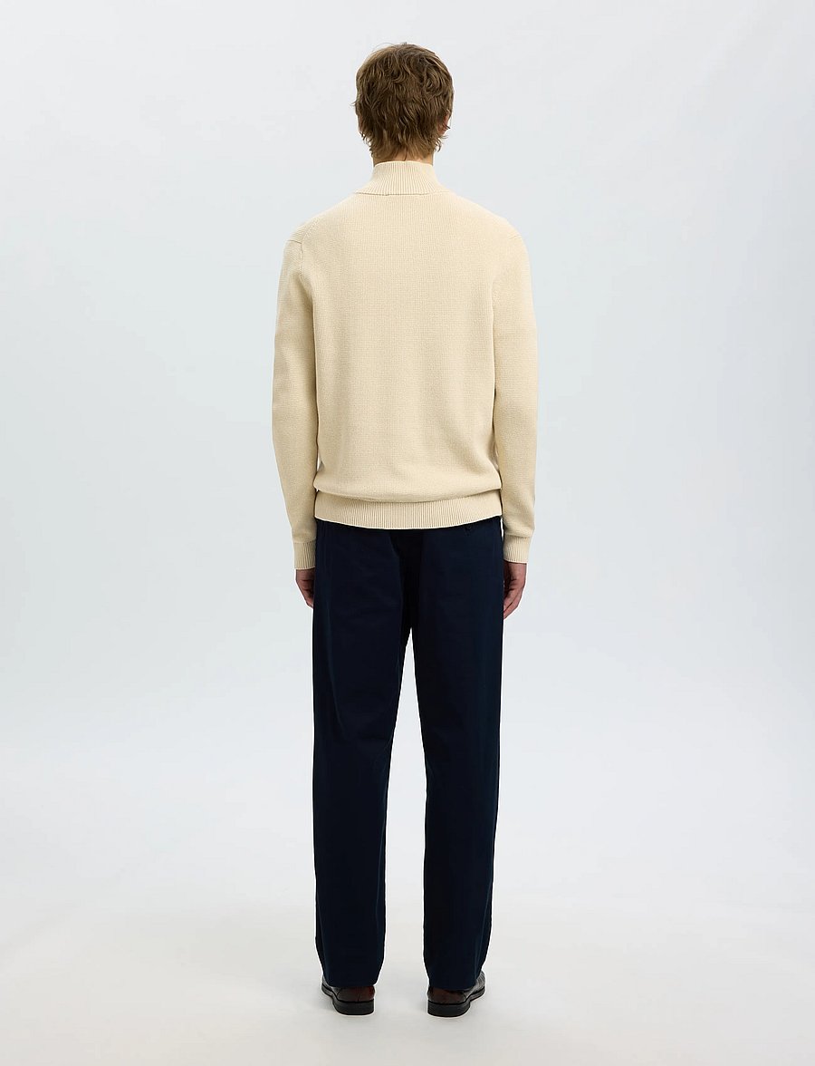 Selected - SLMDANE LS KNIT REG STRUC HALF ZIP NOOS - poolpika lukuga džemprid - oatmeal - 2