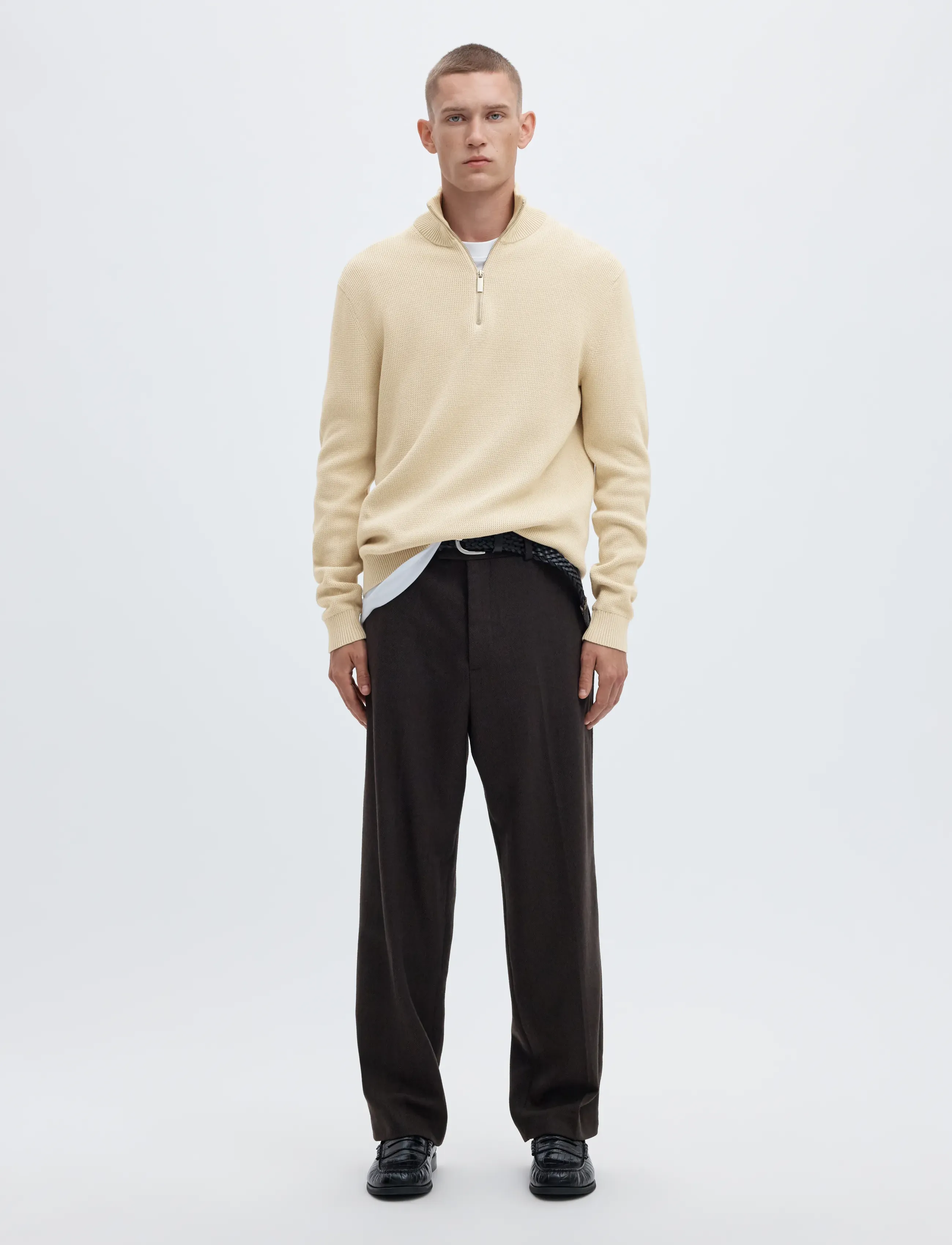 Selected - SLMDANE LS KNIT STRUCTURE HALF ZIP NOOS - pullover mit halbem reißverschluss - oatmeal - 3