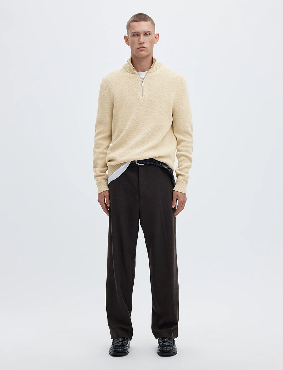 Selected - SLMDANE LS KNIT STRUCTURE HALF ZIP NOOS - pullover mit halbem reißverschluss - oatmeal - 3