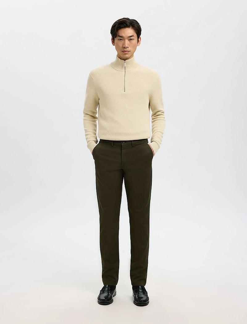 Selected - SLMDANE LS KNIT STRUCTURE HALF ZIP NOOS - halfzip strik - oatmeal - 4