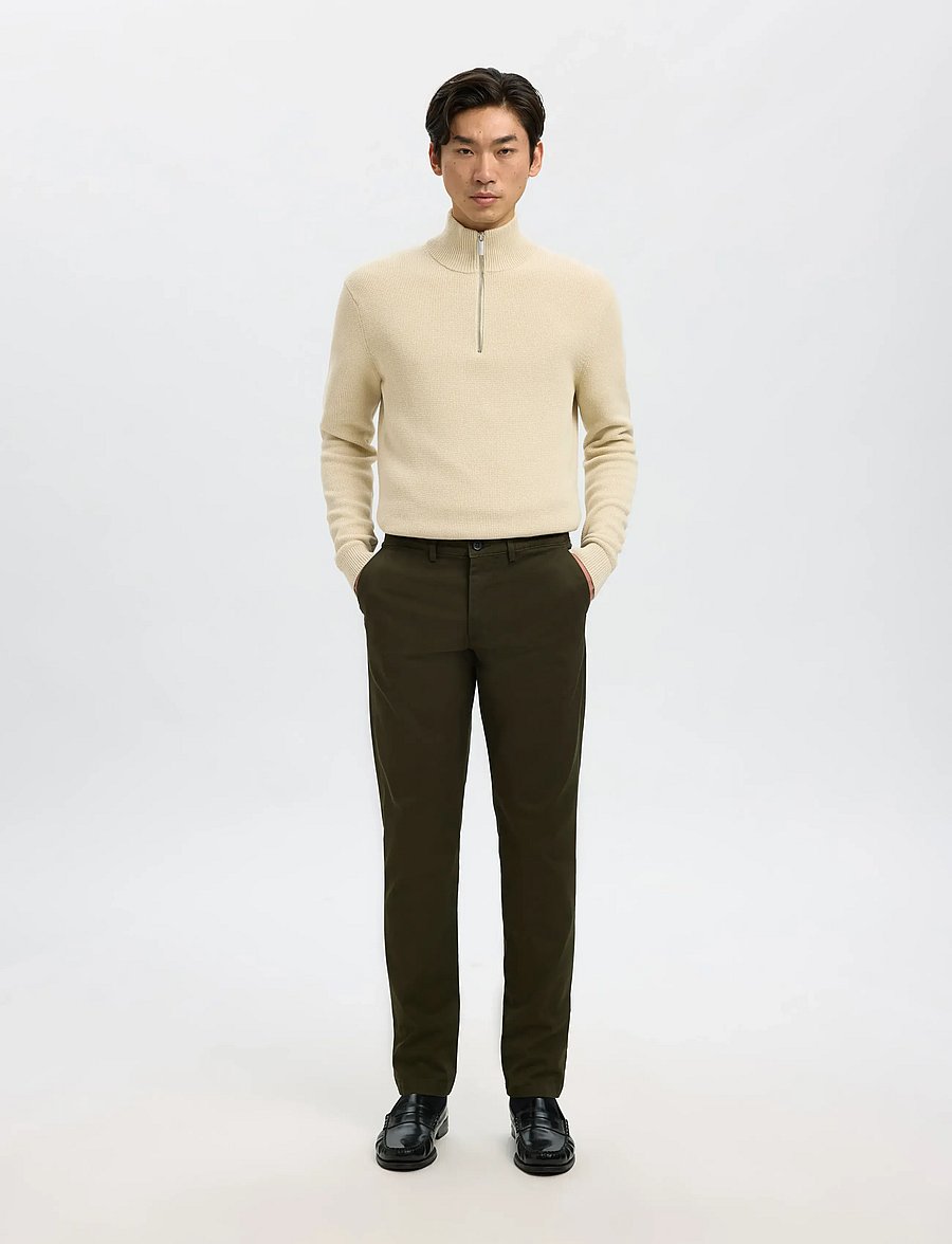Selected - SLMDANE LS KNIT STRUCTURE HALF ZIP NOOS - half zip-tröjor - oatmeal - 4