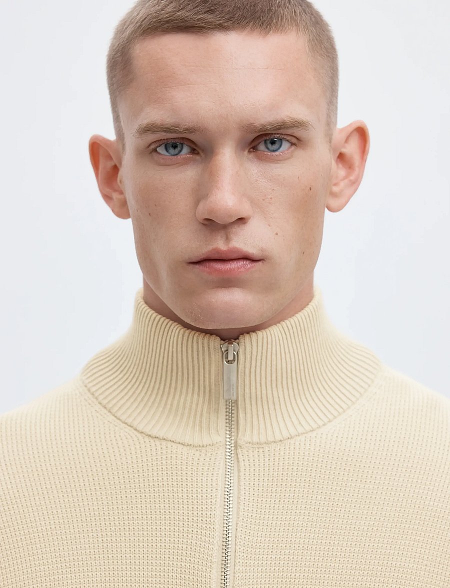 Selected - SLMDANE LS KNIT STRUCTURE HALF ZIP NOOS - pullover mit halbem reißverschluss - oatmeal - 4