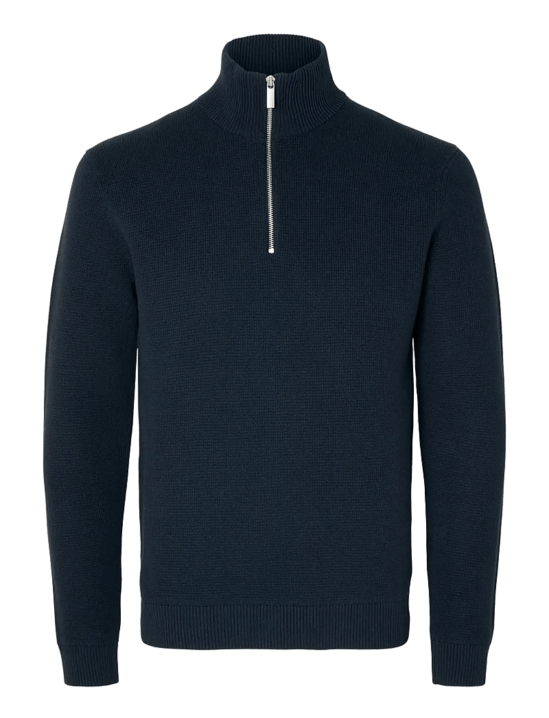 Selected - SLHDANE LS KNIT STRUCTURE HALF ZIP NOOS - pullover mit halbem reißverschluss - sky captain - 1
