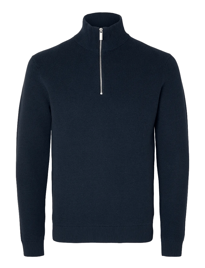 Selected - SLHDANE LS KNIT STRUCTURE HALF ZIP NOOS - pullover mit halbem reißverschluss - sky captain - 1