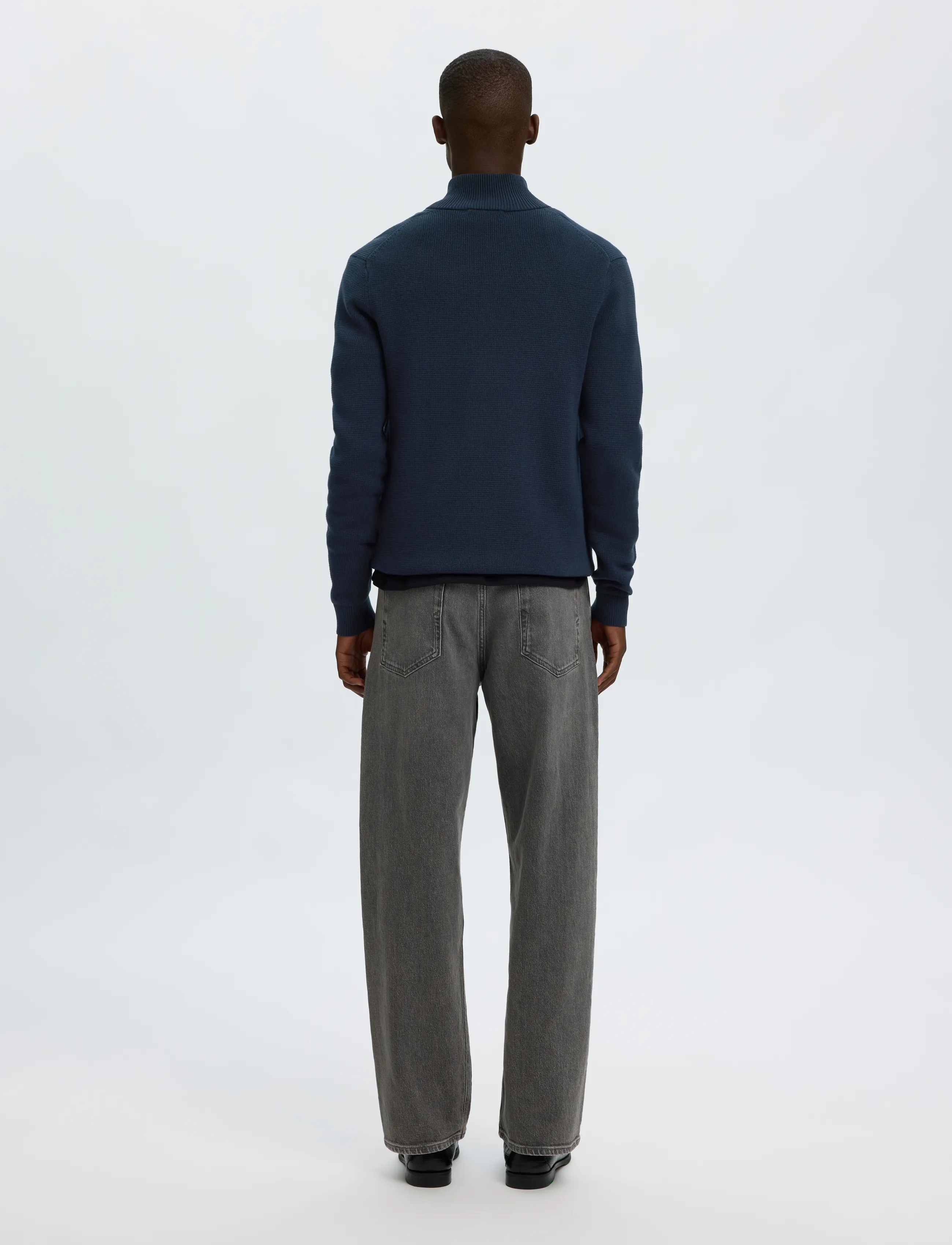 Selected - SLMDANE LS KNIT STRUCTURE HALF ZIP NOOS - pullover mit halbem reißverschluss - sky captain - 2