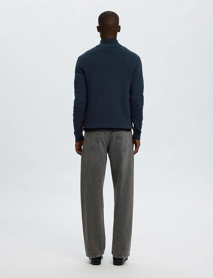 Selected - SLMDANE LS KNIT STRUCTURE HALF ZIP NOOS - pullover mit halbem reißverschluss - sky captain - 2