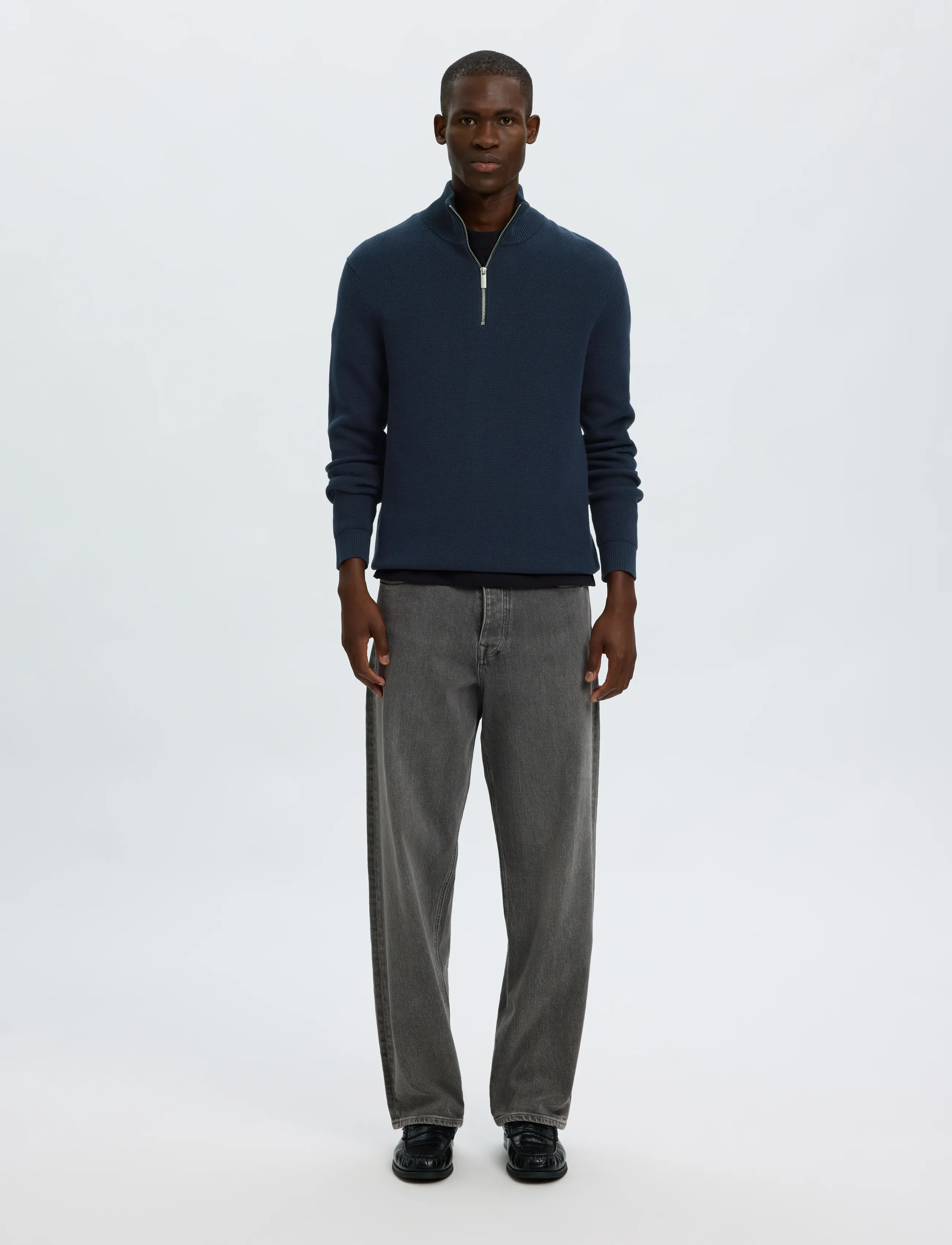 Selected - SLMDANE LS KNIT STRUCTURE HALF ZIP NOOS - pullover mit halbem reißverschluss - sky captain - 3